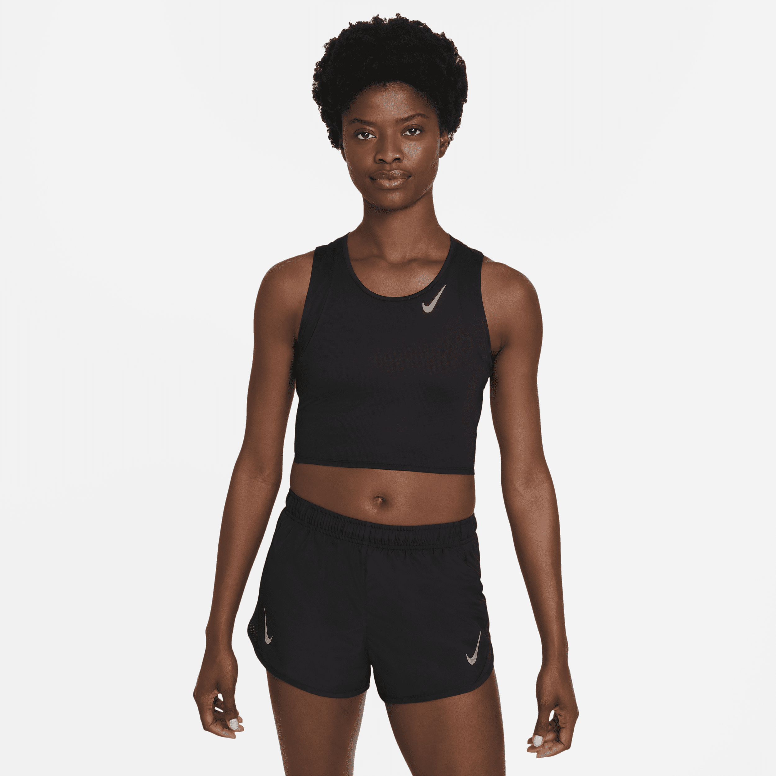 Nike Dri-FIT Race Korte hardlooptanktop voor dames - Zwart