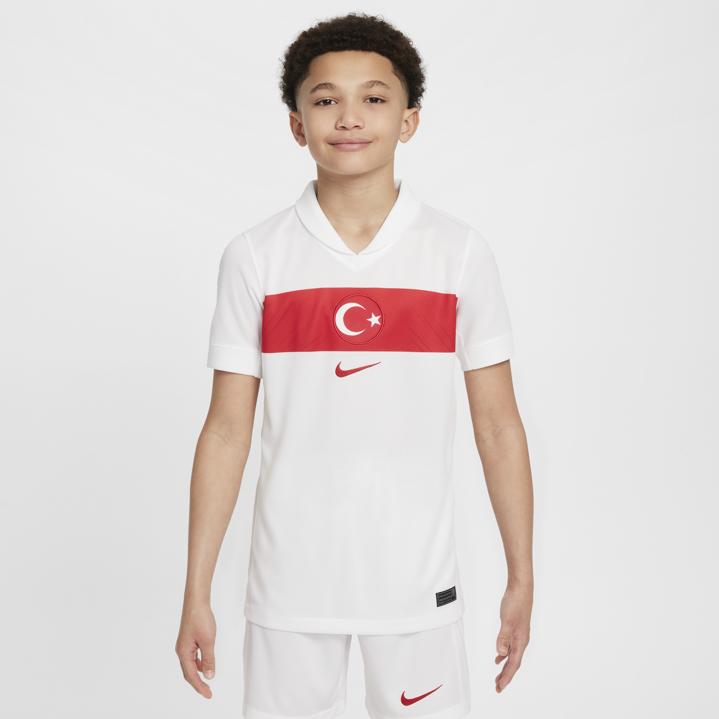 Maglia da calcio replica Nike Dri-FIT Turchia 2024/25 Stadium per ragazzo/a – Home - Bianco