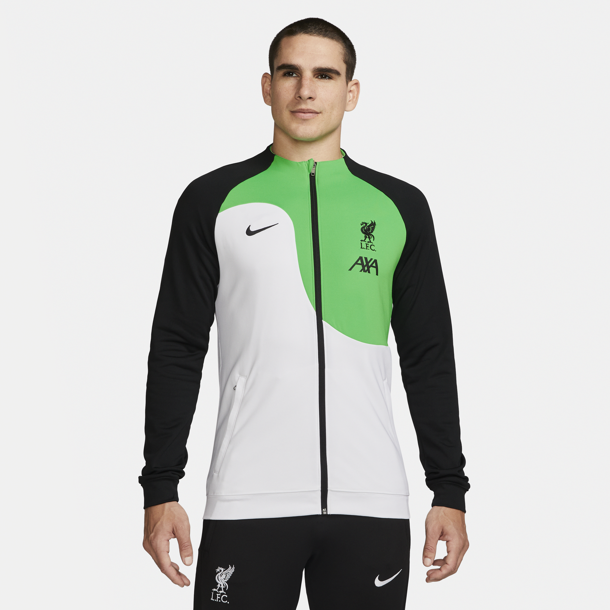 Liverpool FC Academy Pro Nike knit voetbaljack met rits over de hele lengte voor heren - Wit