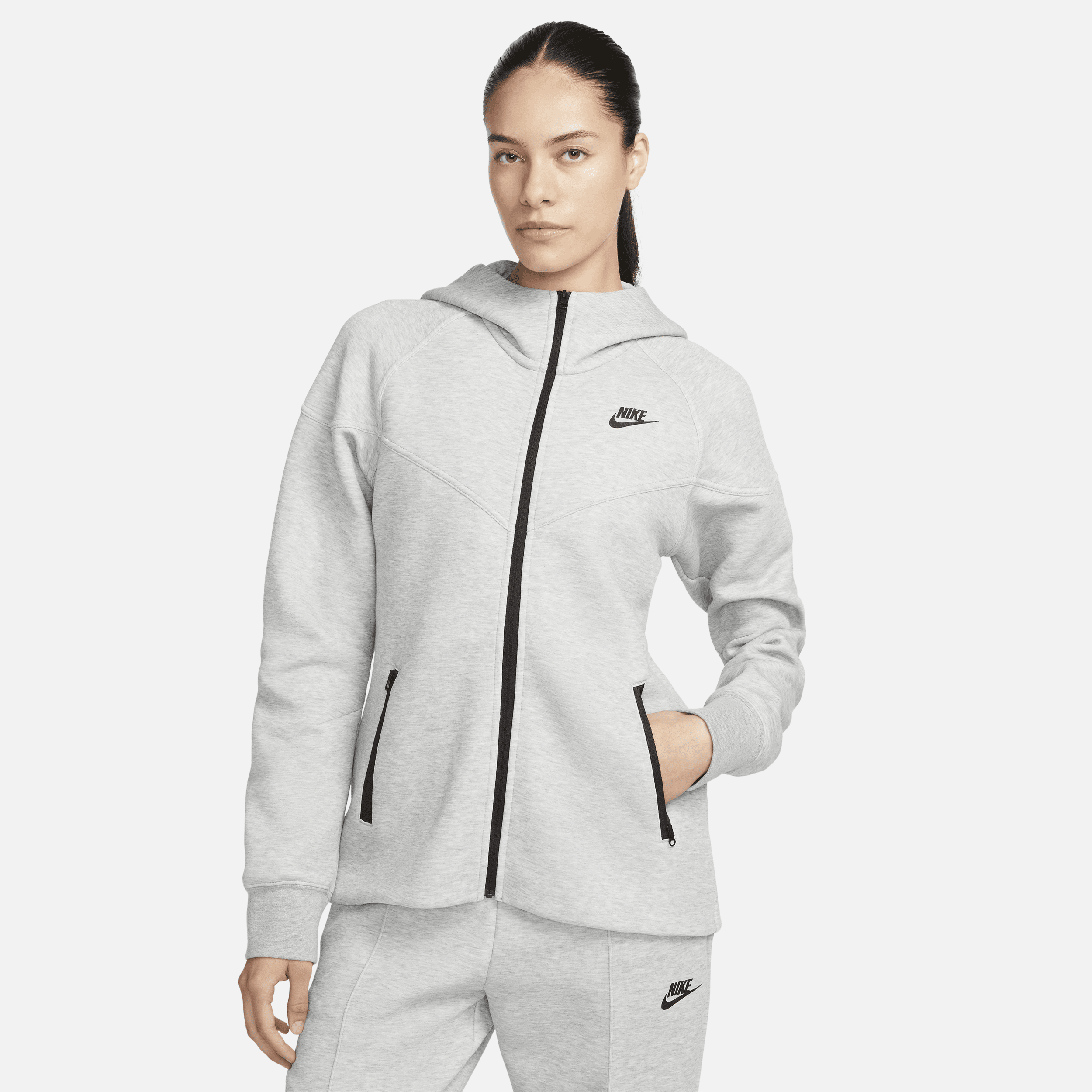 Nike Sportswear Tech Fleece Windrunner–hættetrøje med lynlås til kvinder - grå