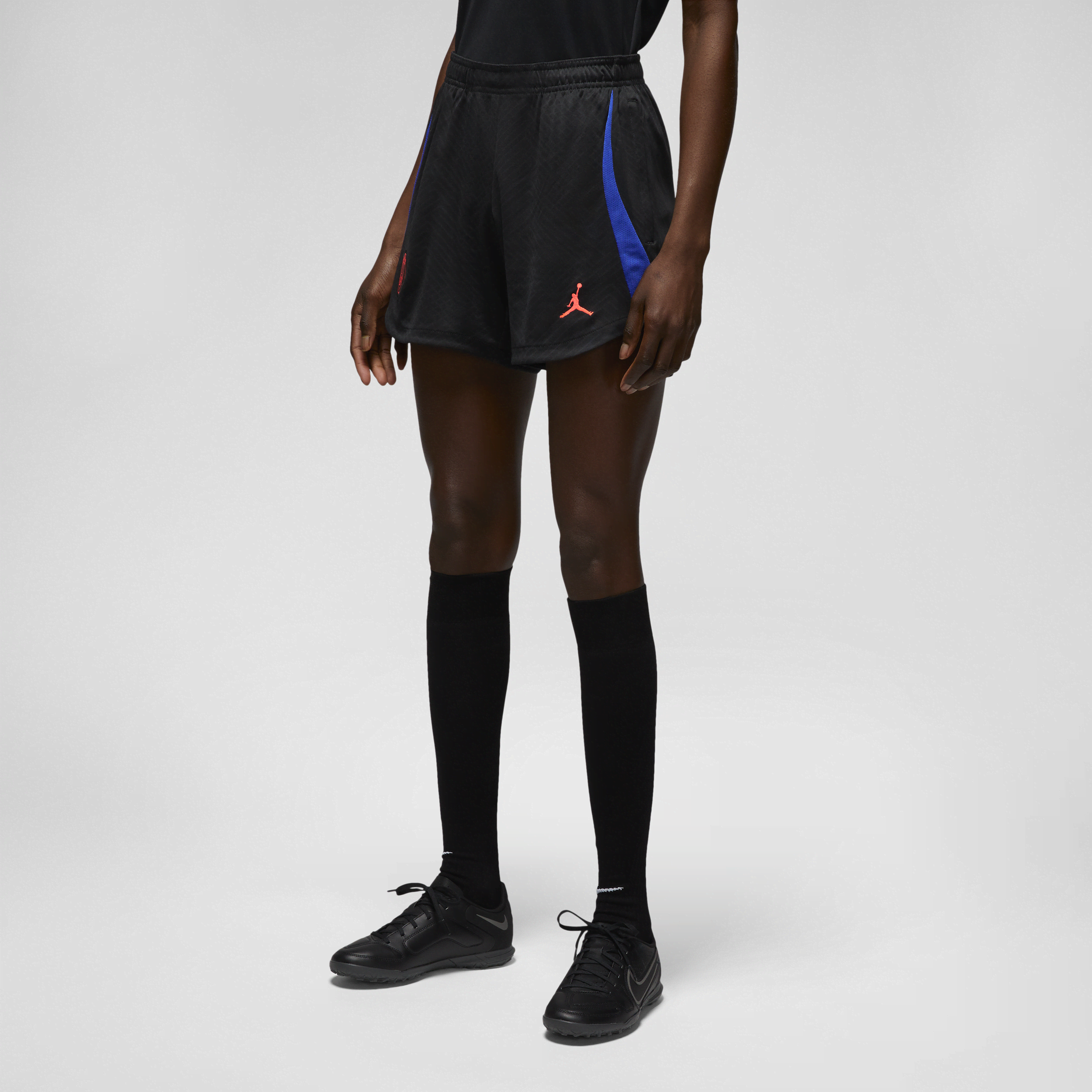 Nike Paris Saint-Germain Strike Uit Jordan knit voetbalshorts met Dri-FIT voor dames - Zwart