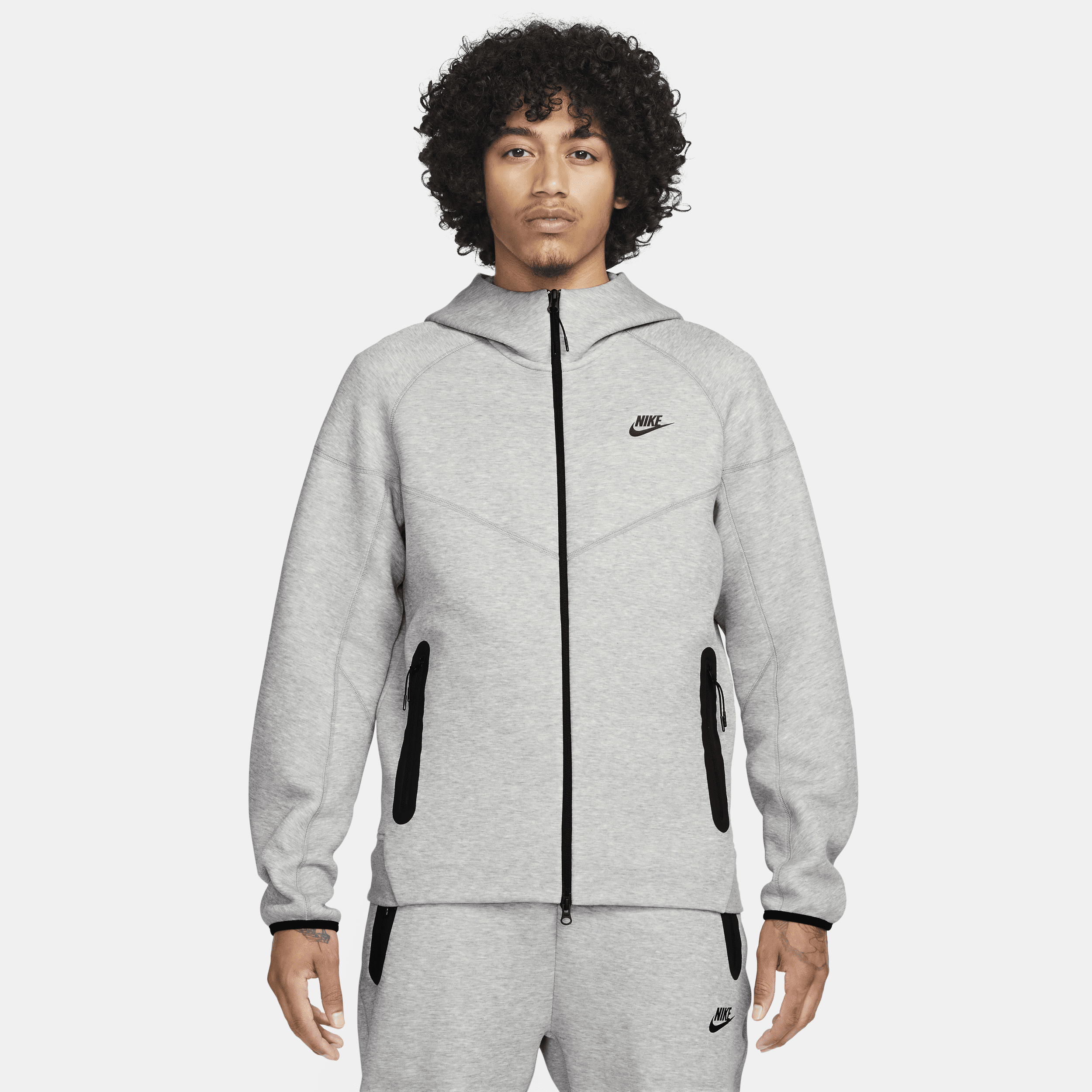 Nike Sportswear Tech Fleece Windrunner-hættetrøje med lynlås til mænd - grå