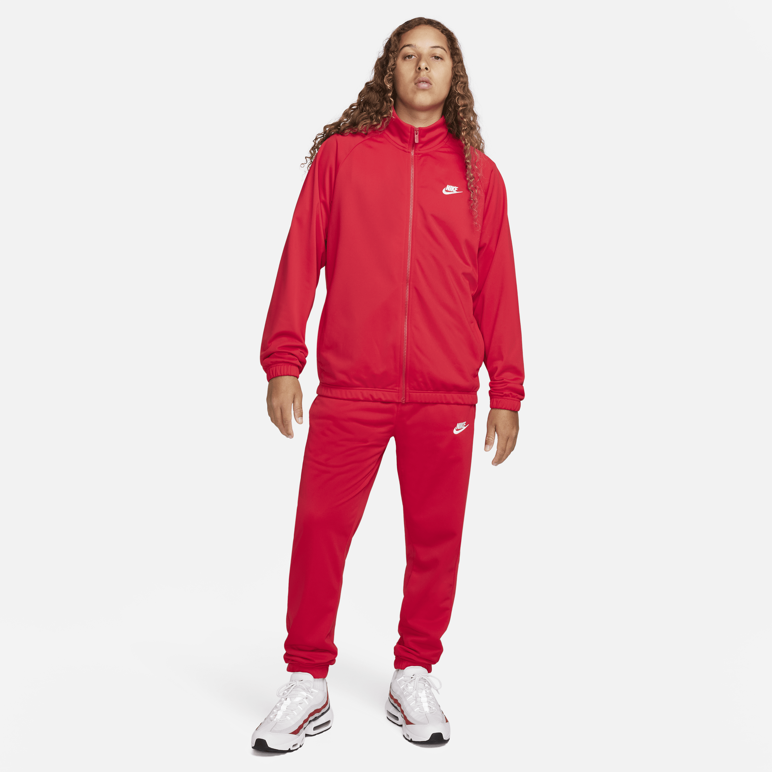 Nike Club-tracksuit i polyesterstrik til mænd - rød