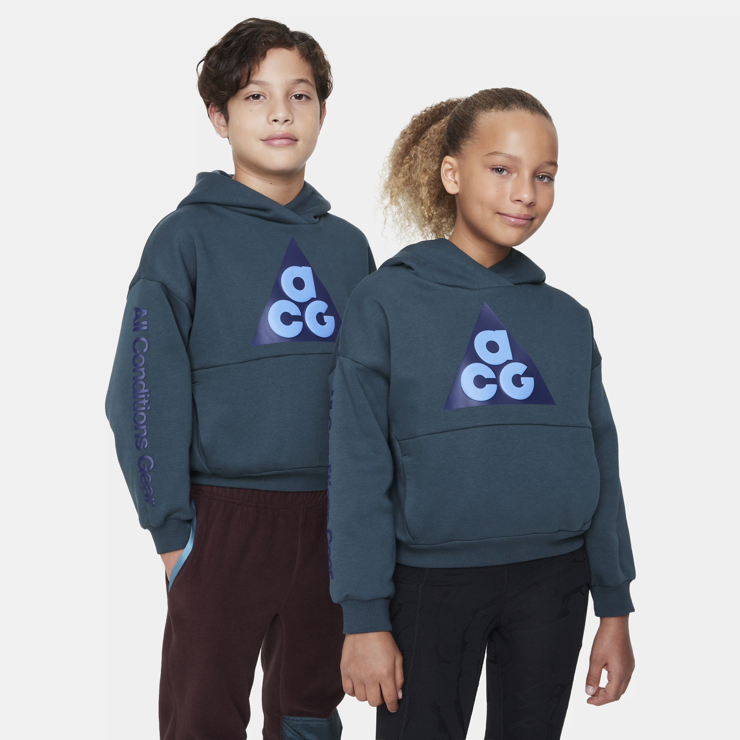 Nike ACG Icon Fleece-pulloverhættetrøje til større børn - grøn