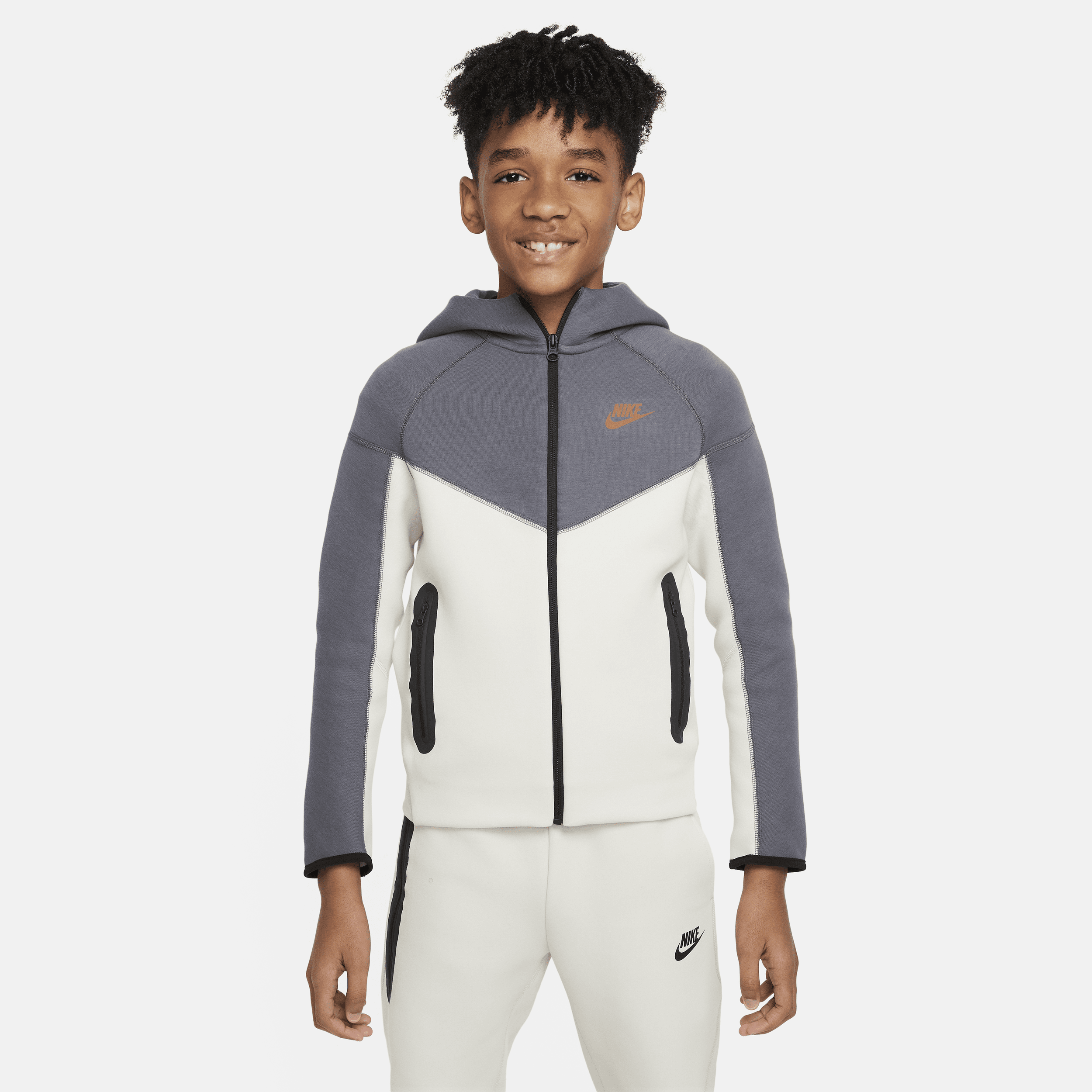 Nike Sportswear Tech Fleece Hoodie met rits voor jongens - Grijs
