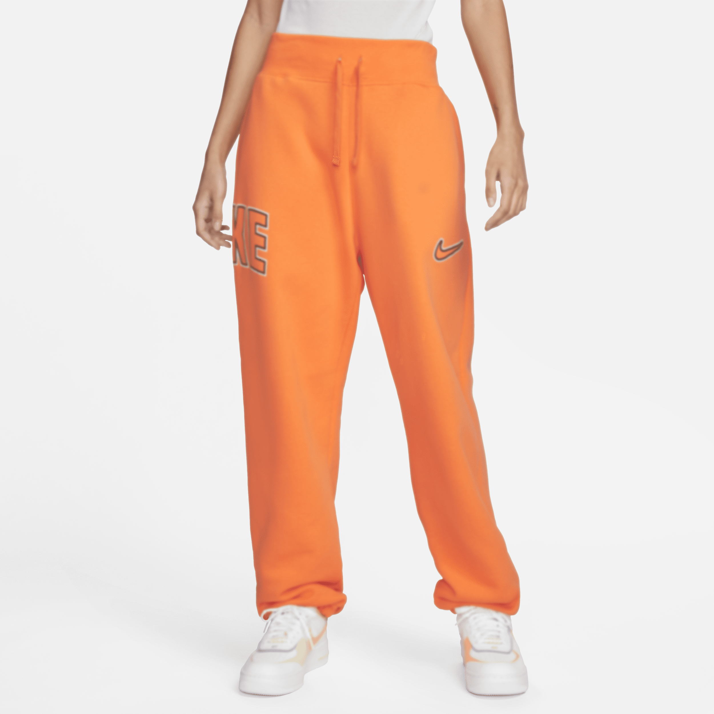 Overdimensionerede Nike Sportswear Phoenix Fleece-bukser med høj talje til kvinder - Orange
