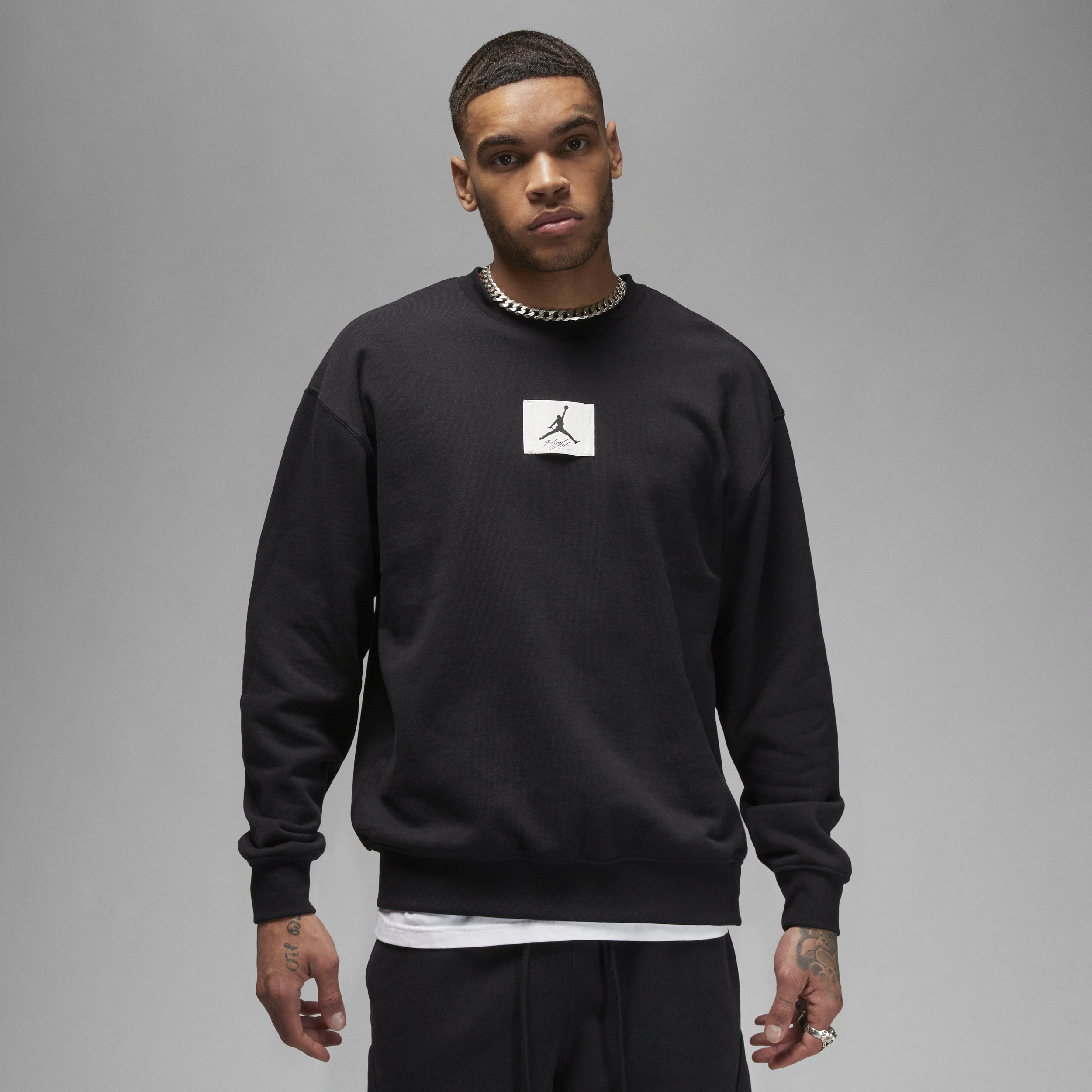 Jordan Essentials-sweatshirt i fleece med rund hals til mænd - sort