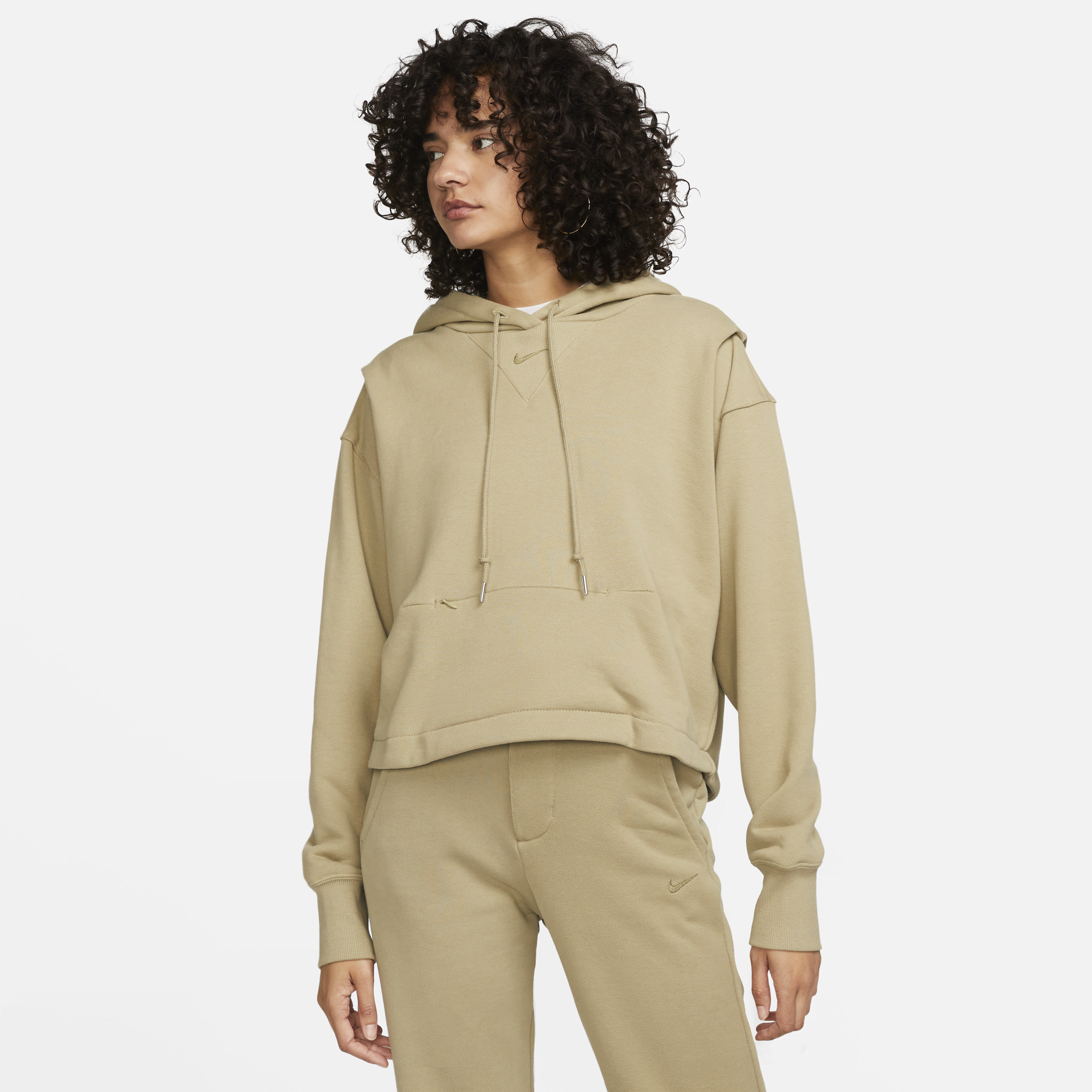 Oversized Nike Sportswear Modern Fleece-hættetrøje i french terry til kvinder - brun
