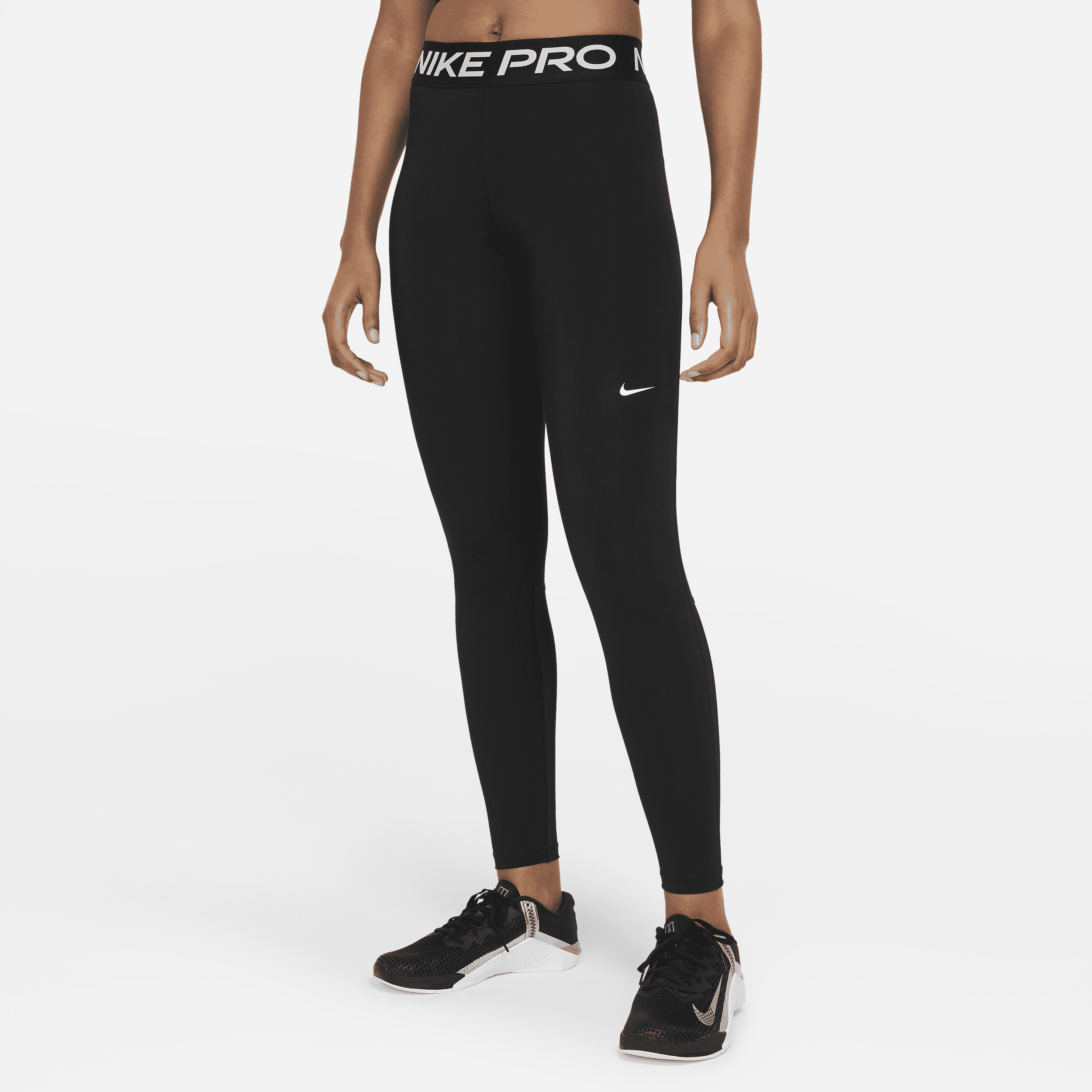 Nike Pro-leggings med mesh-paneler og mellemhøj talje til kvinder - sort