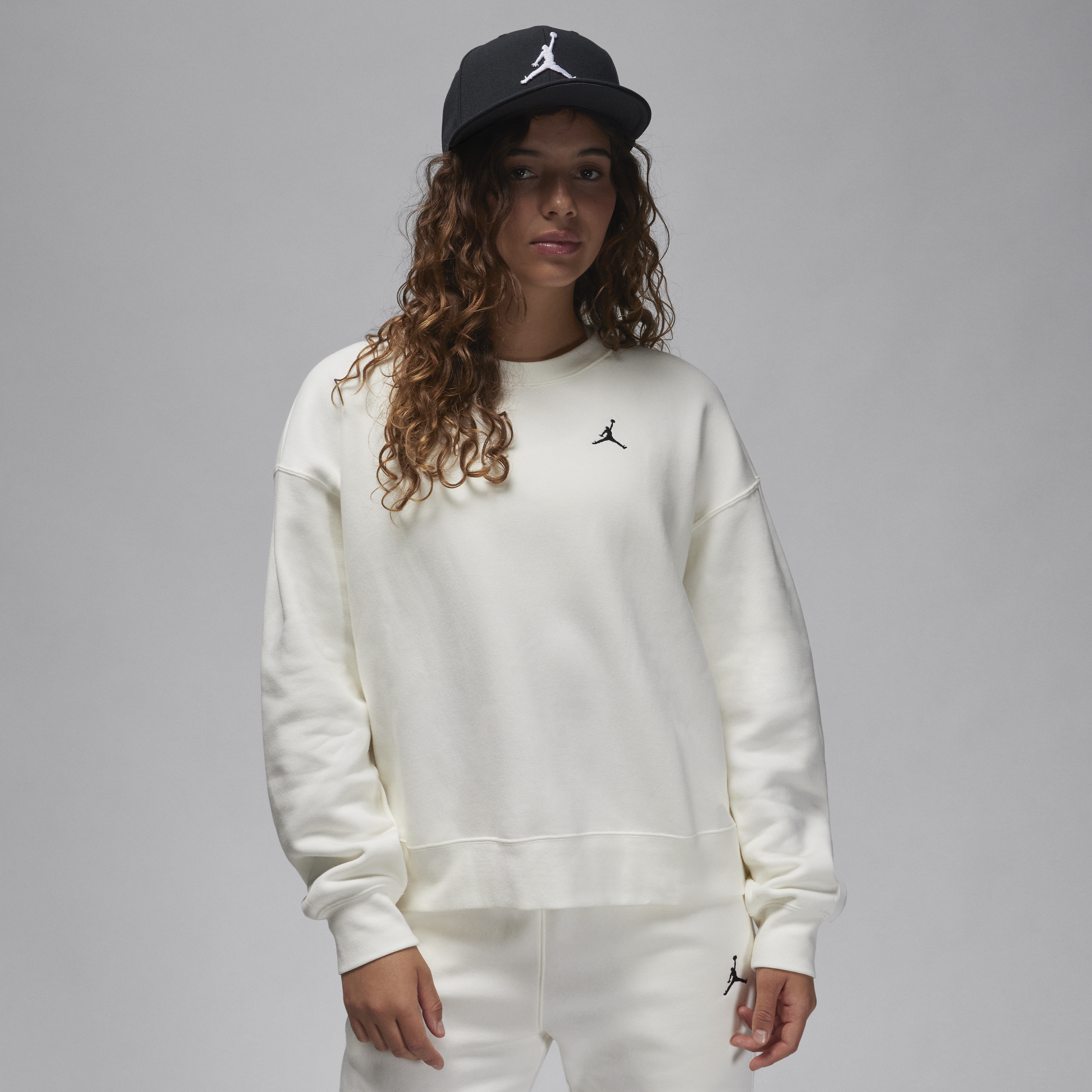 Jordan Brooklyn Fleece-sweatshirt med rund hals til kvinder - hvid