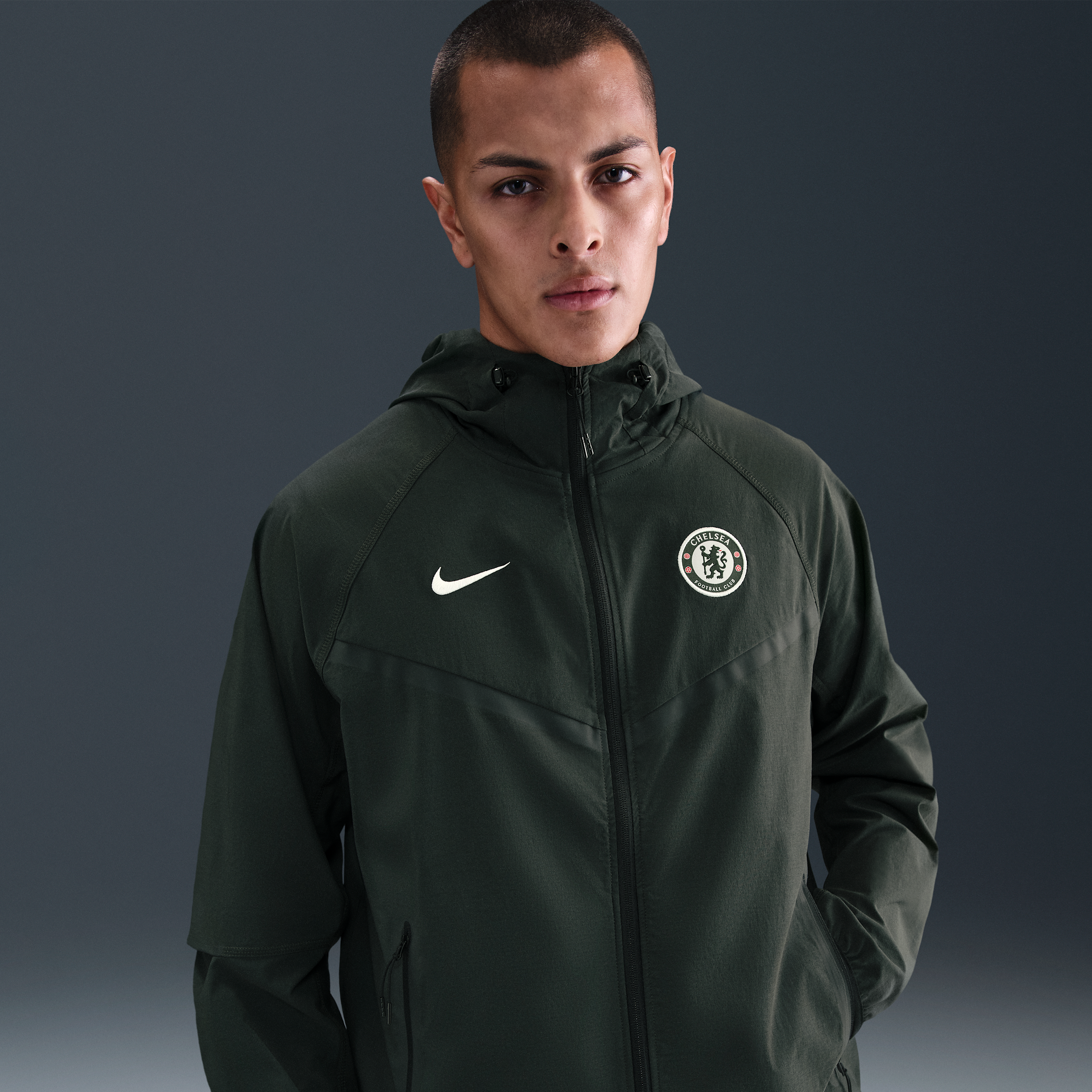 Nike Chelsea NSW Tech FZ Windrunner Woven Jacket - Dark Green