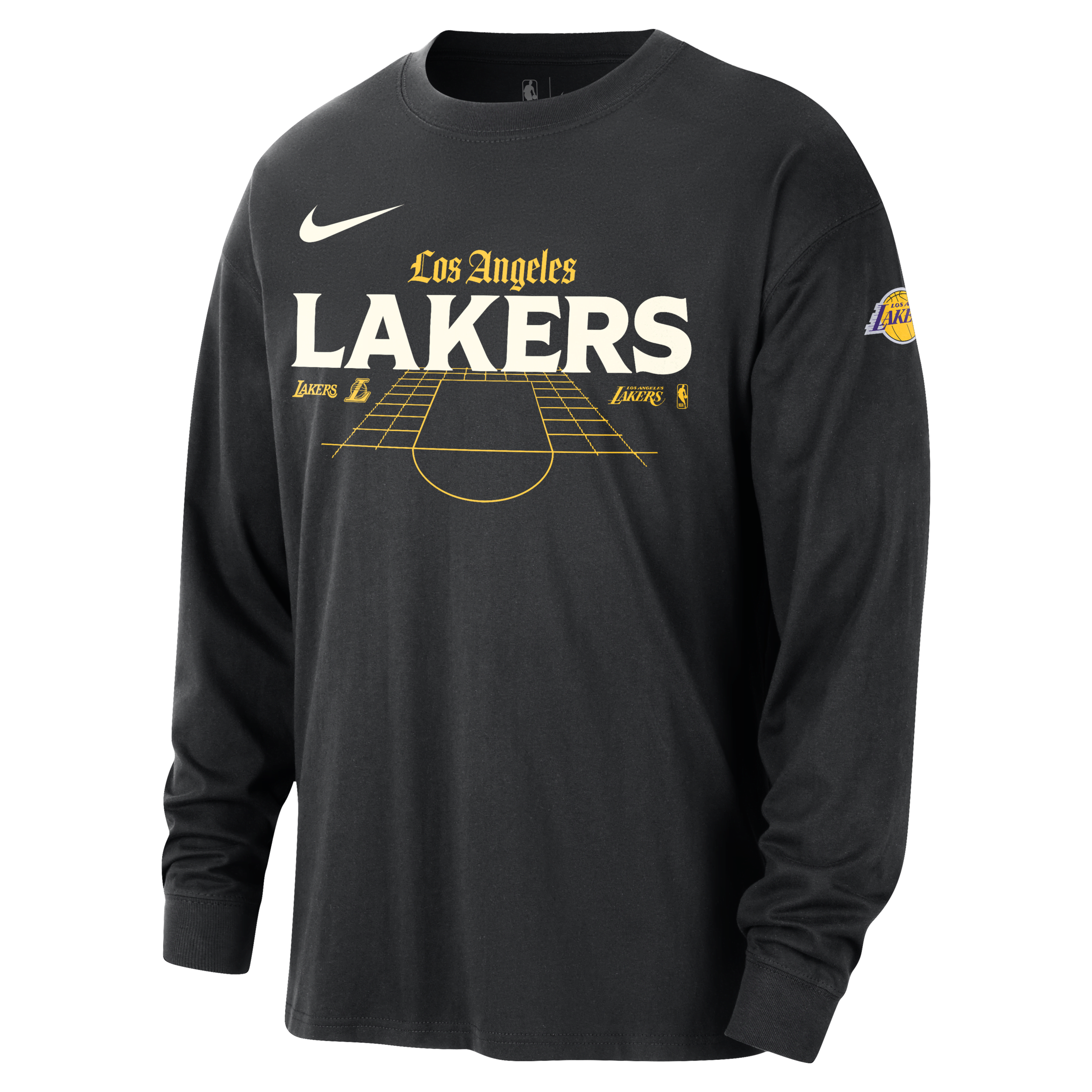 Langærmet Los Angeles Lakers Nike NBA Max90-T-shirt til mænd - sort
