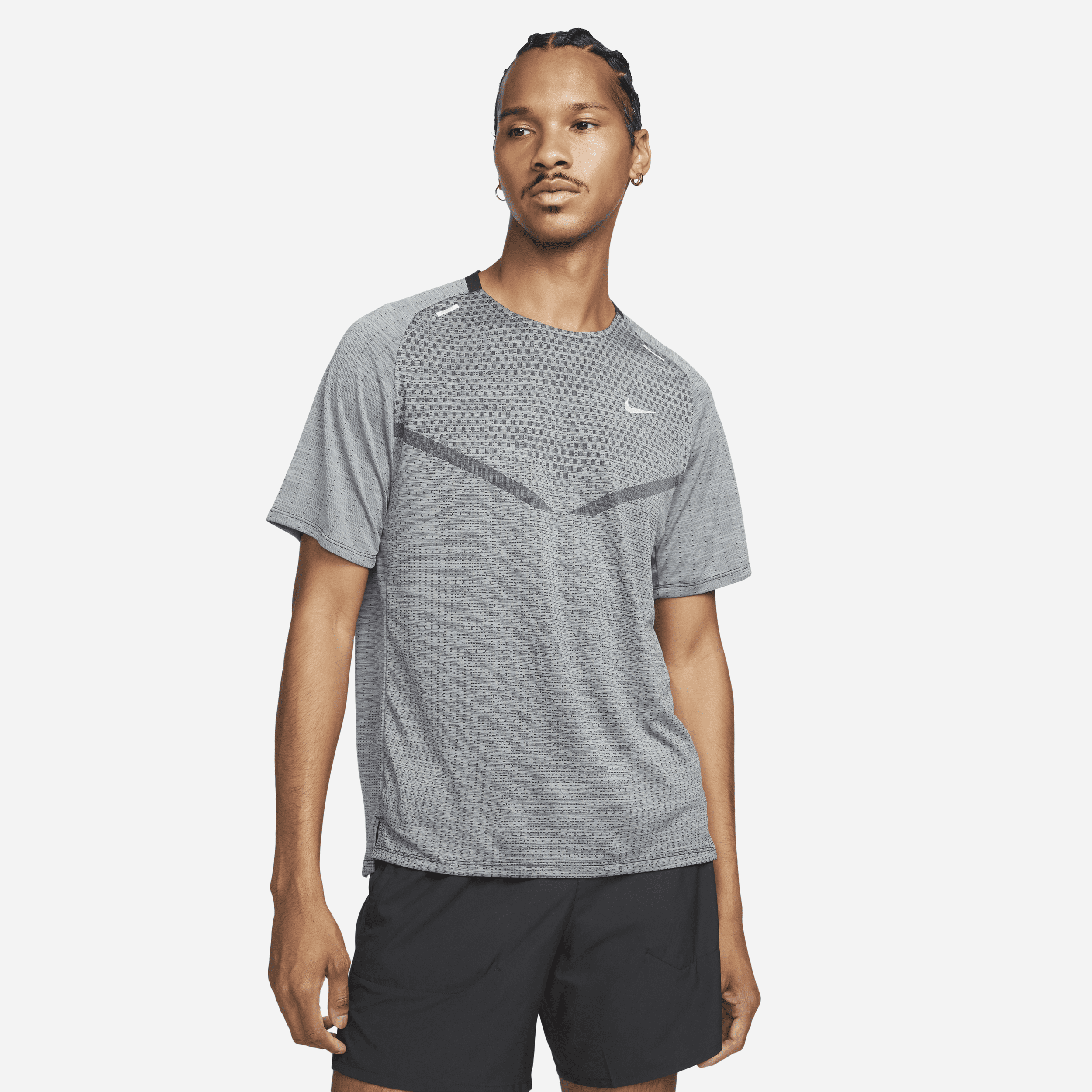 Nike TechKnit Dri-FIT ADV hardlooptop met korte mouwen voor heren - Zwart