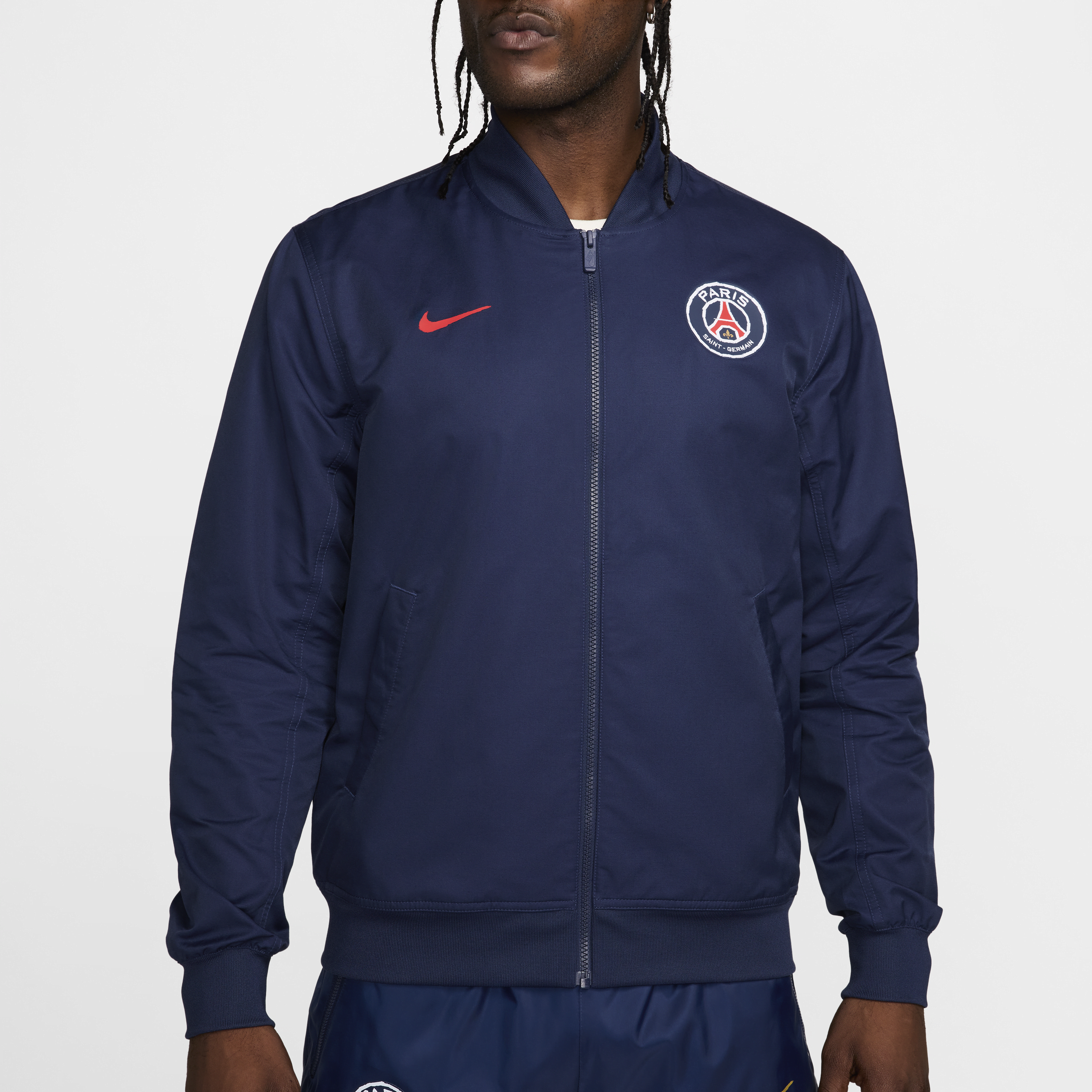 PSG Nike Woven Bomber Jacket - Navy | FQ3154-410 | FOOTY.COM