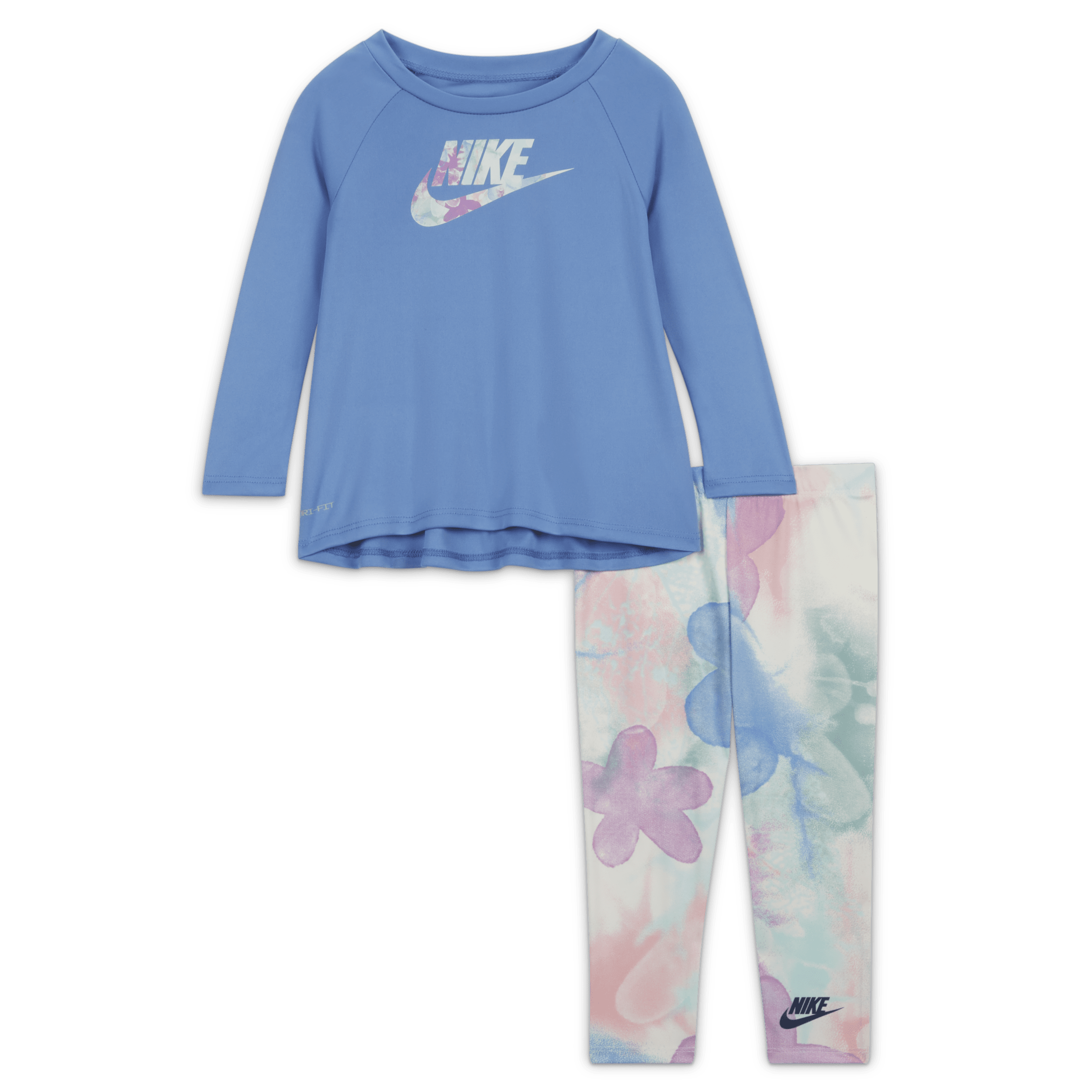 Todelt Nike Sci-Dye Dri-FIT-leggingssæt til babyer - blå