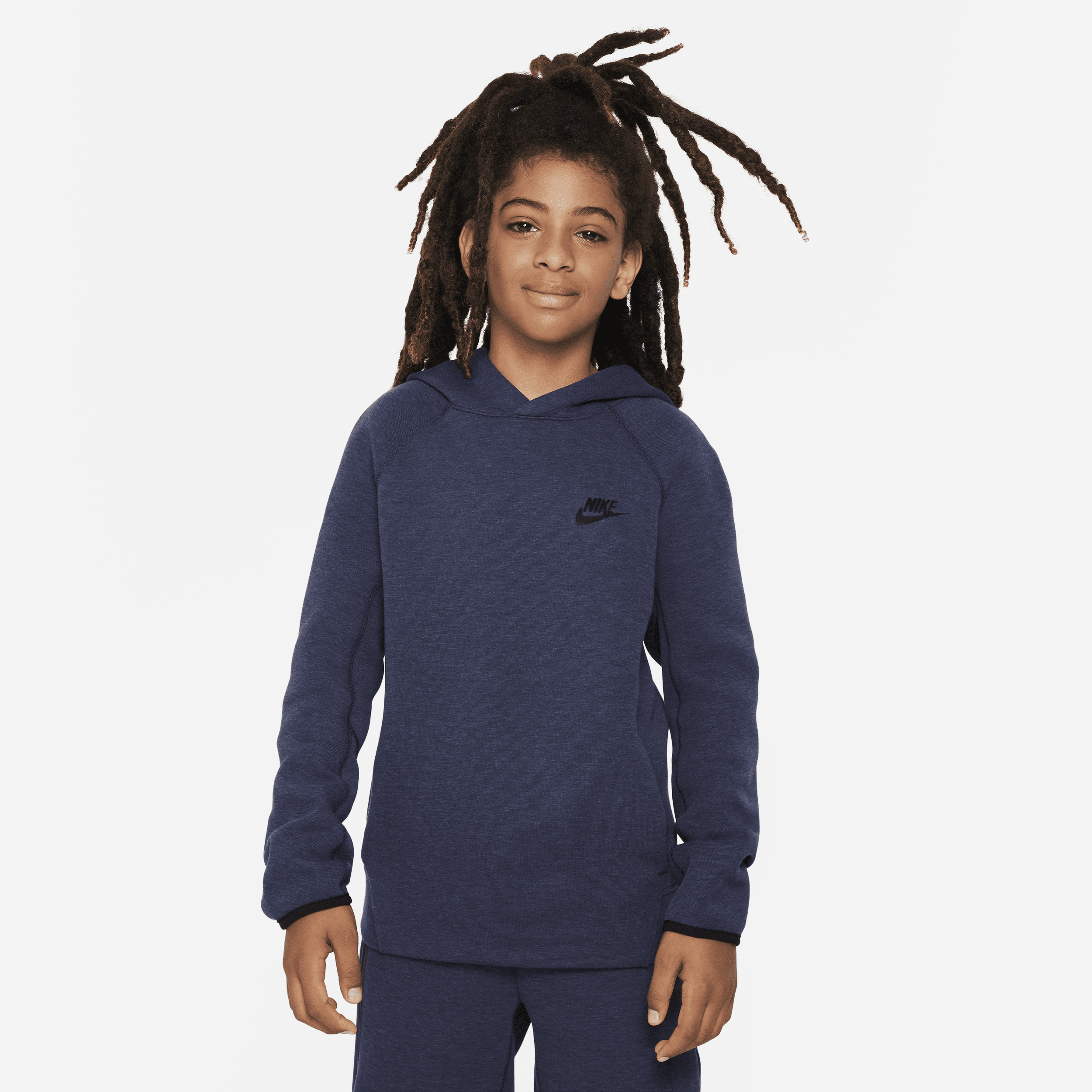 Nike Sportswear Tech Fleece-pullover-hættetrøje til større børn (drenge) - blå