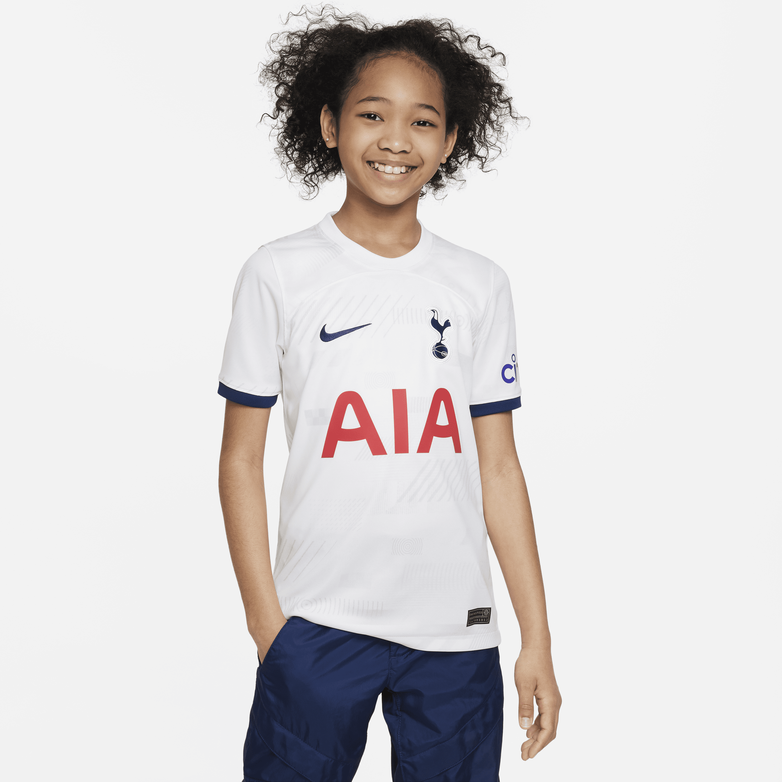 Tottenham Hotspur 2023/24 Stadium Home Nike Dri-FIT-fodboldtrøje til større børn - hvid