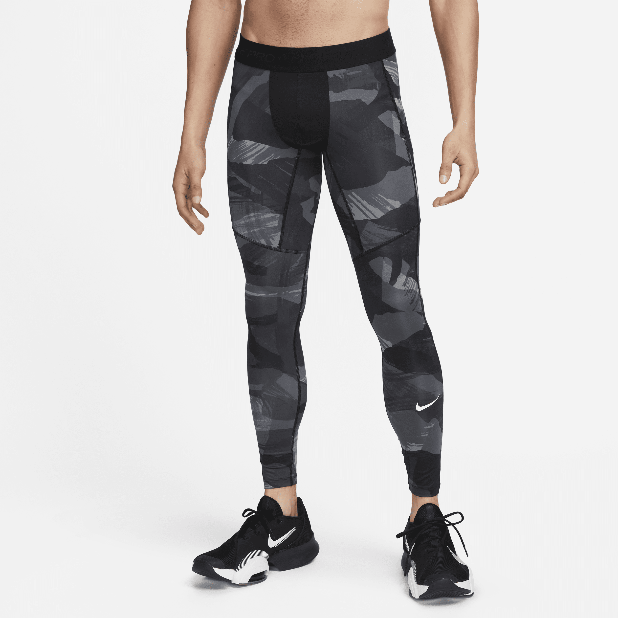 Nike Pro Dri-FIT-tights med camoprint til mænd - sort