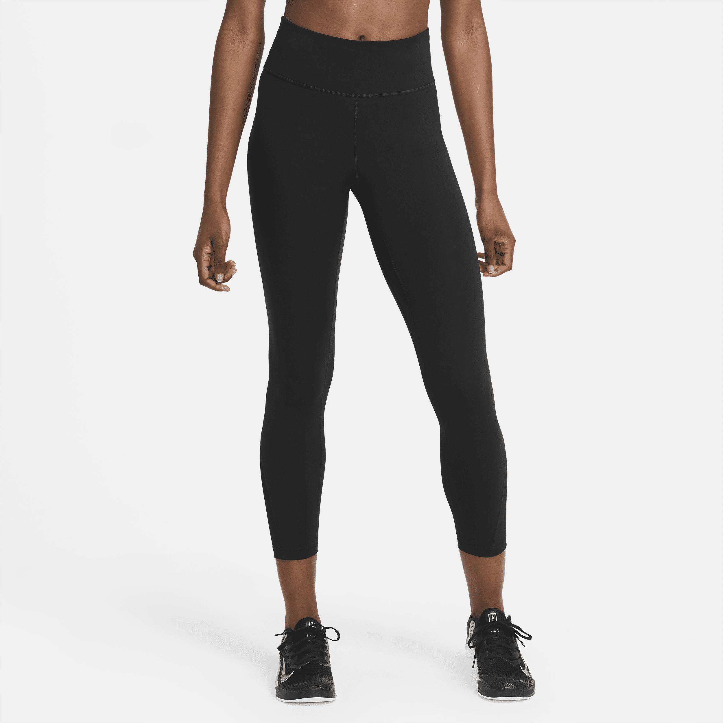 Nike One 7/8-legging met halfhoge taille en mesh vlakken voor dames - Zwart