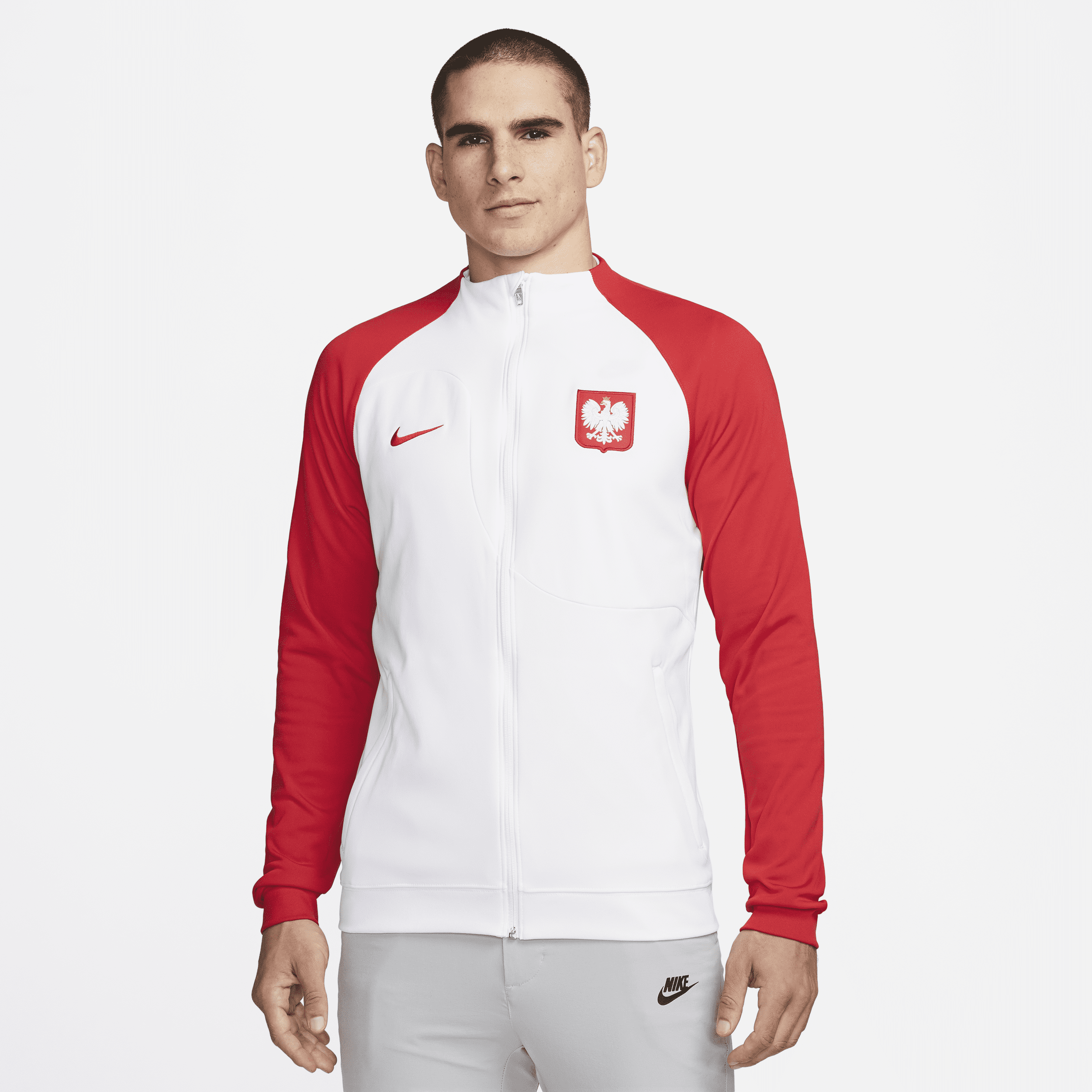 Nike Maskinstrikket Polen Academy Pro-fodboldjakke til mænd - hvid