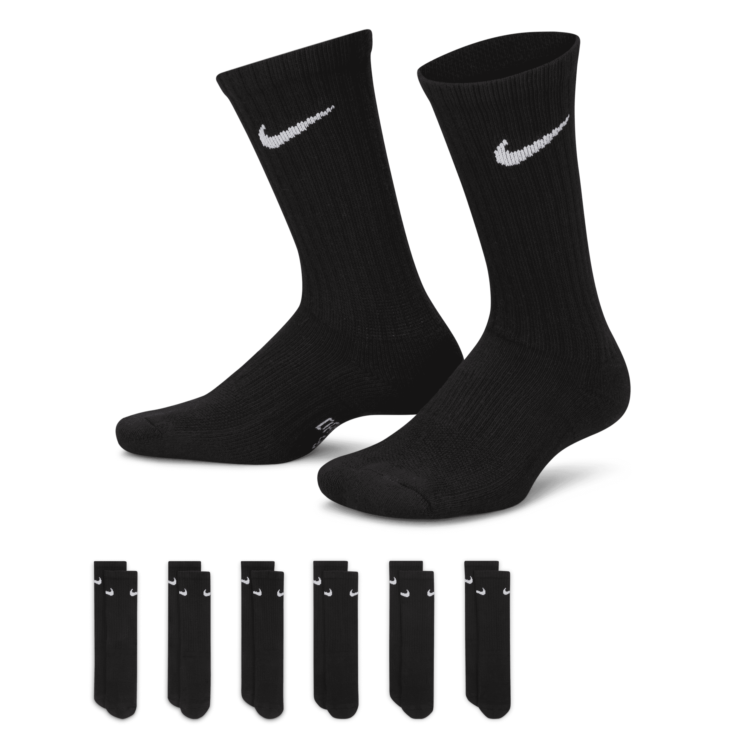 【ナイキ(NIKE)公式ストア】ナイキ エブリデイ キッズ クッションド クルー ソックス (6足) SX6910-010 ブラック 【ナイキ(NIKE)公式ストア】ナイキ エブリデイ キッズ クッションド クルー ソックス (6足) SX6910-010 ブラック