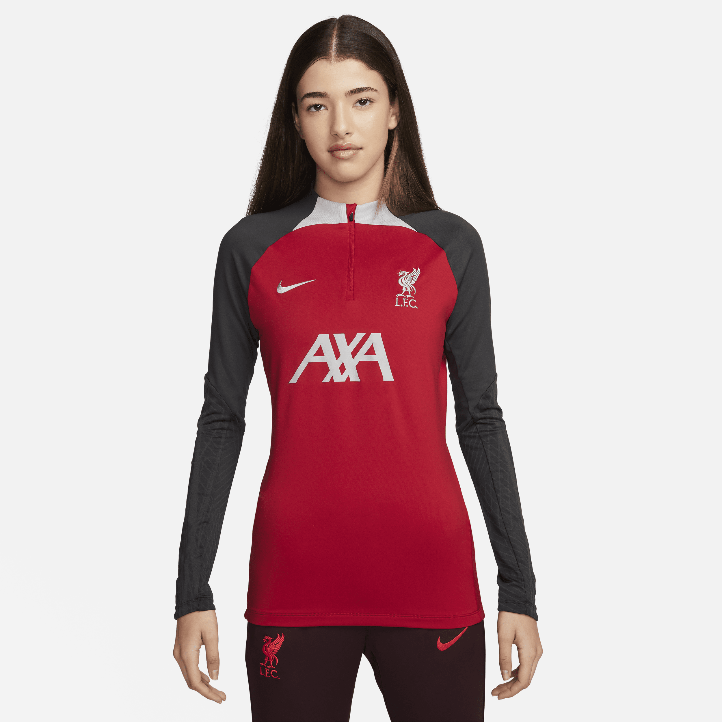 Liverpool FC Strike Nike Dri-FIT-fodboldtræningstrøje til kvinder - rød