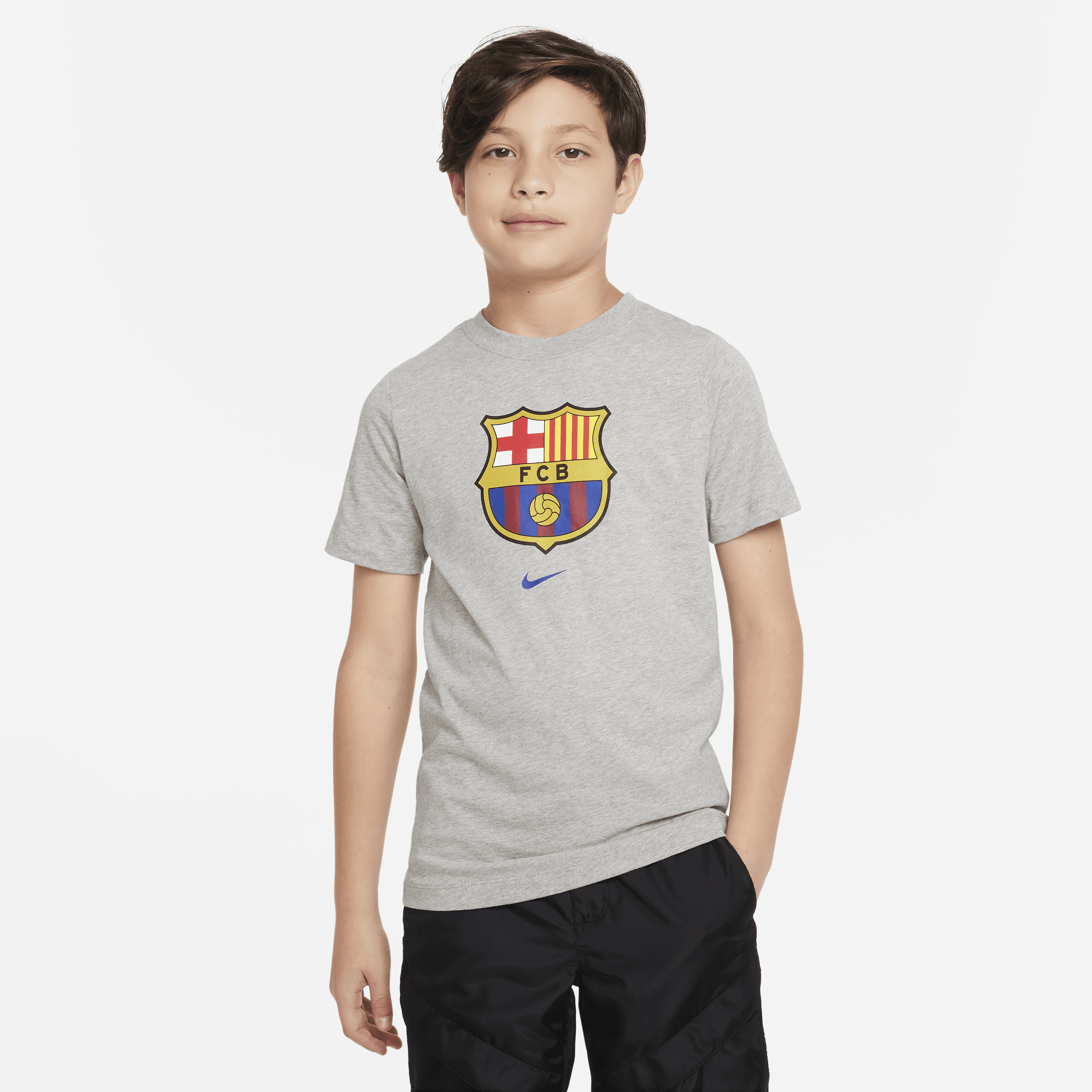 FC Barcelona Crest Nike-T-shirt til større børn - grå
