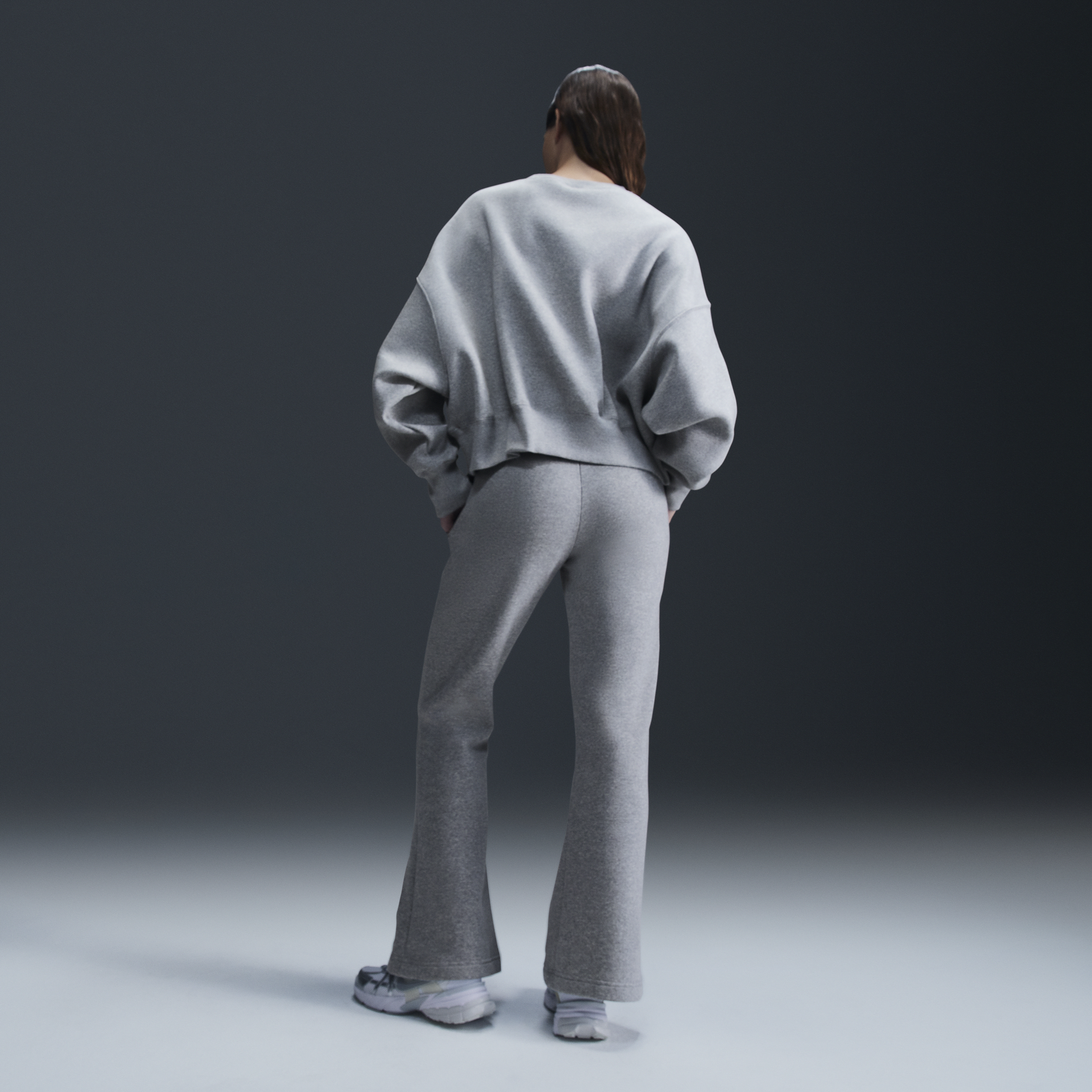 Nike Phoenix Fleece Sudadera de chándal de cuello redondo extraoversize - Mujer - Gris