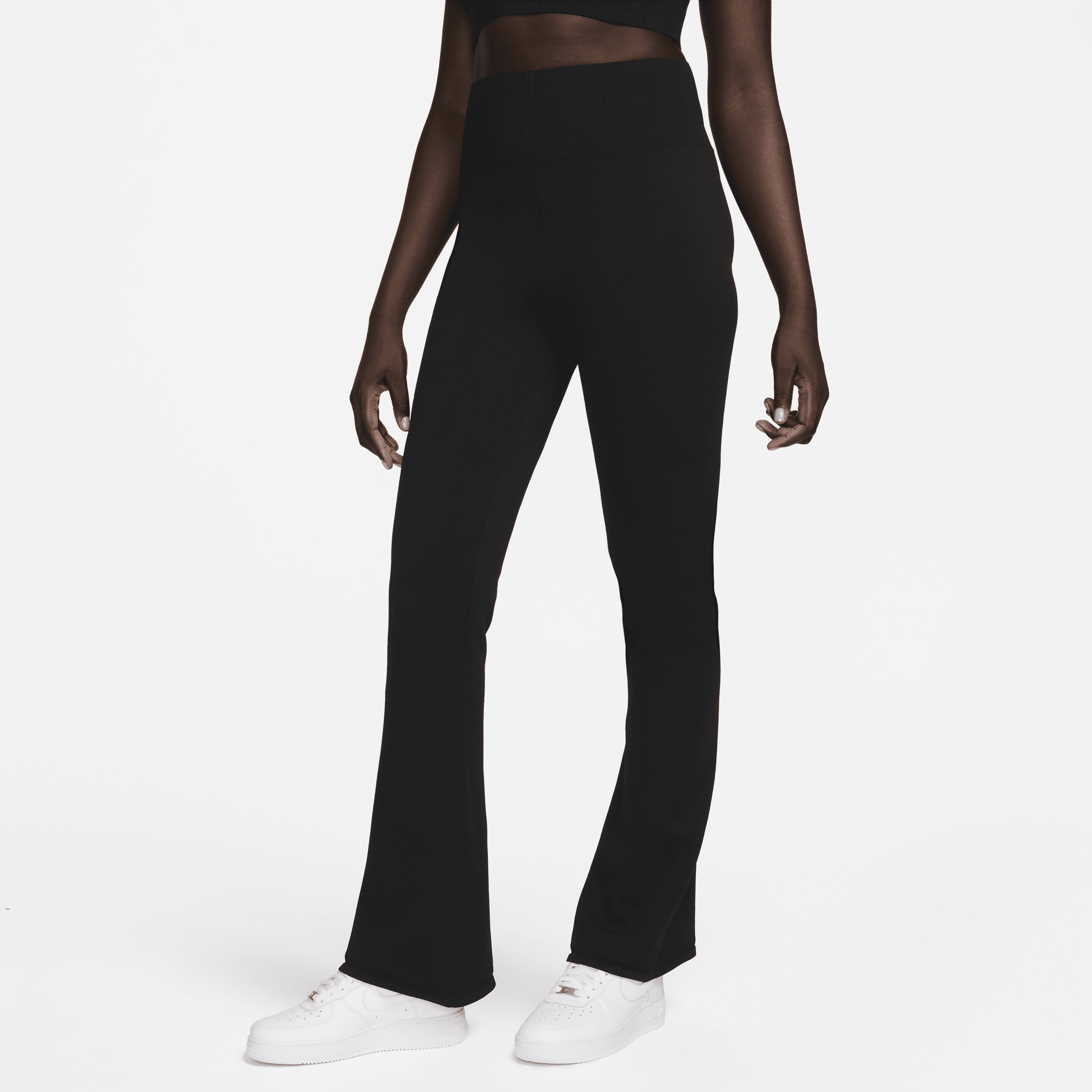 Pantaloni svasati aderenti a vita alta Nike Sportswear Chill Knit – Donna - Nero