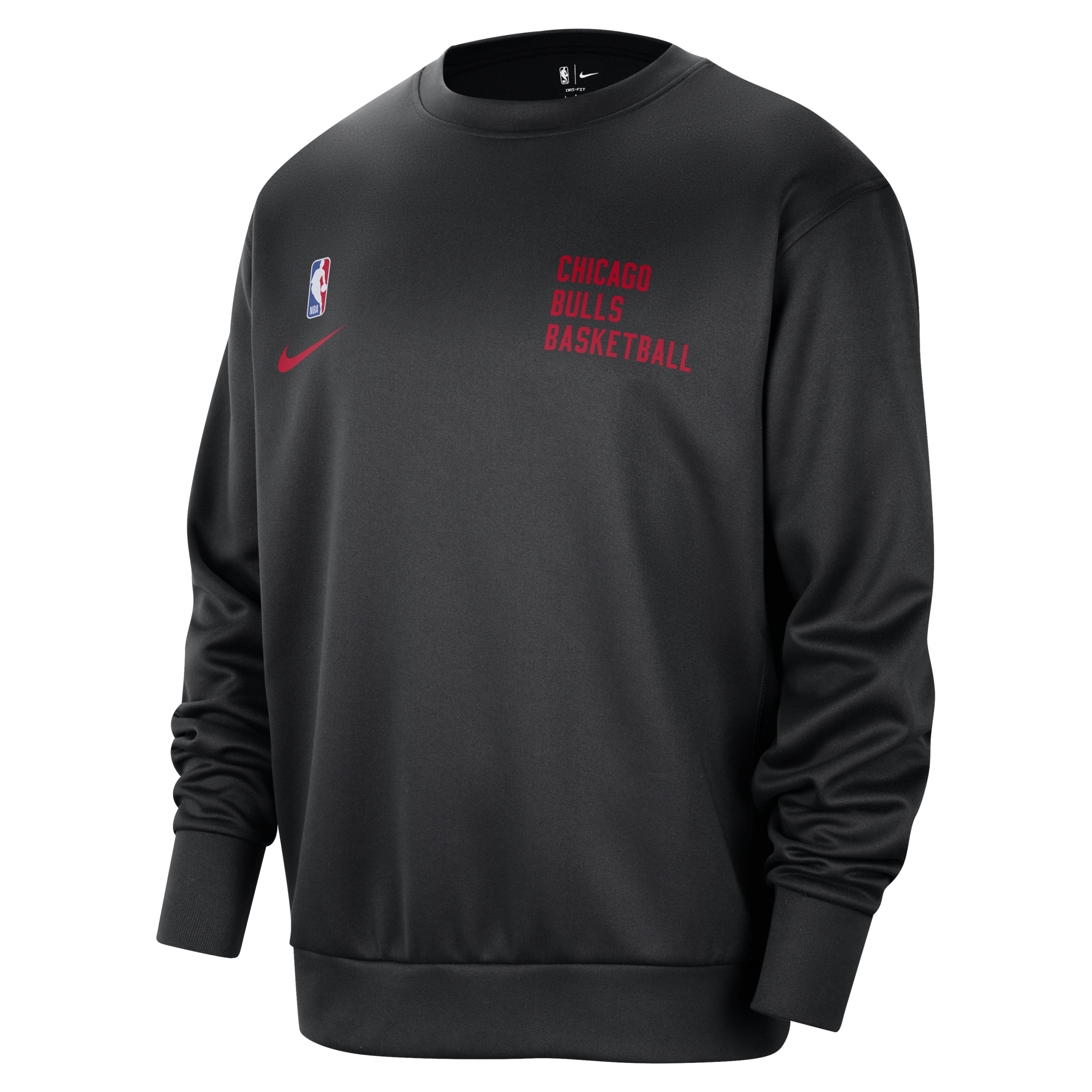 Chicago Bulls Spotlight-Nike Dri-FIT NBA-sweatshirt med rund hals til mænd - sort