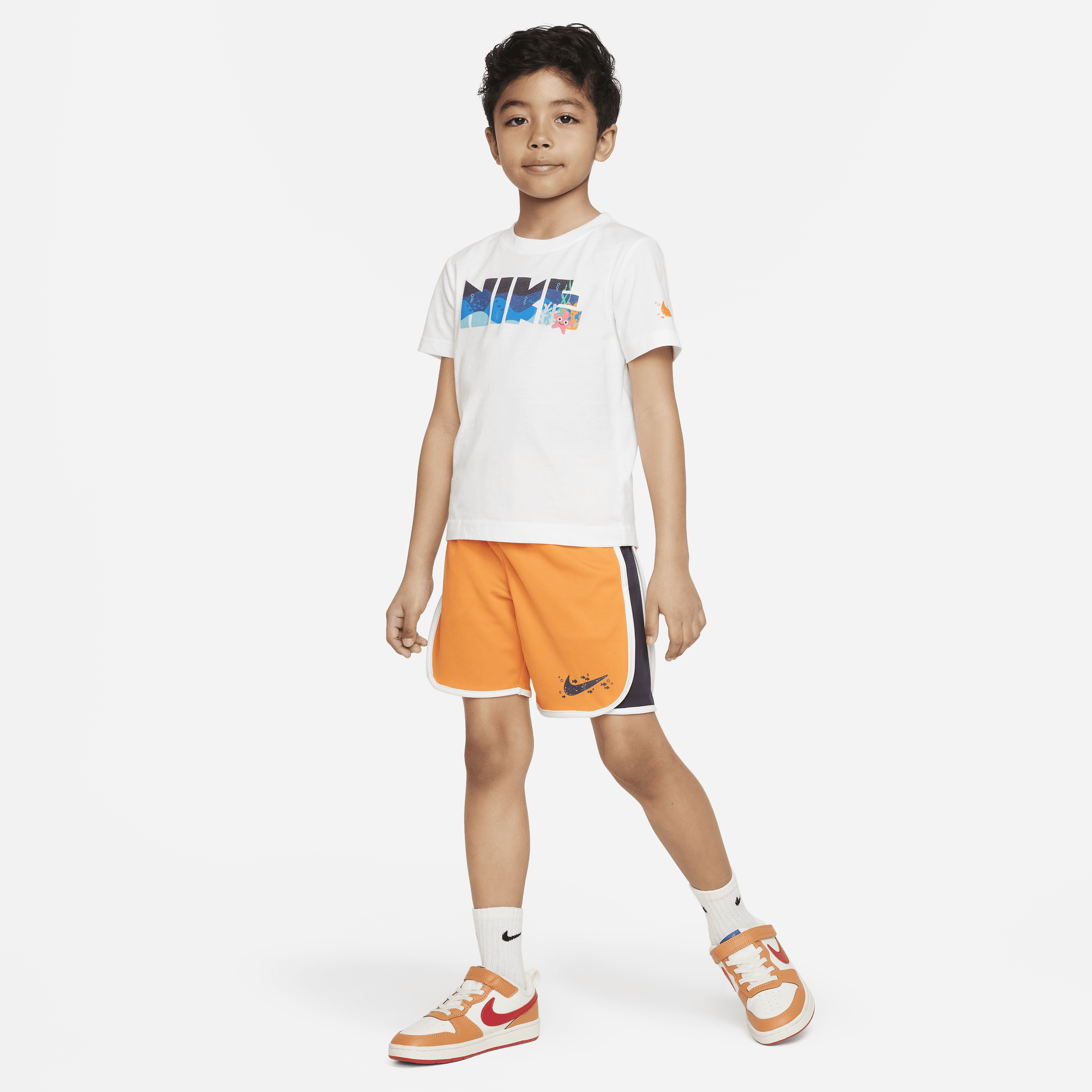 Todelt Nike Sportswear Coral Reef-meshsæt til mindre børn - Orange