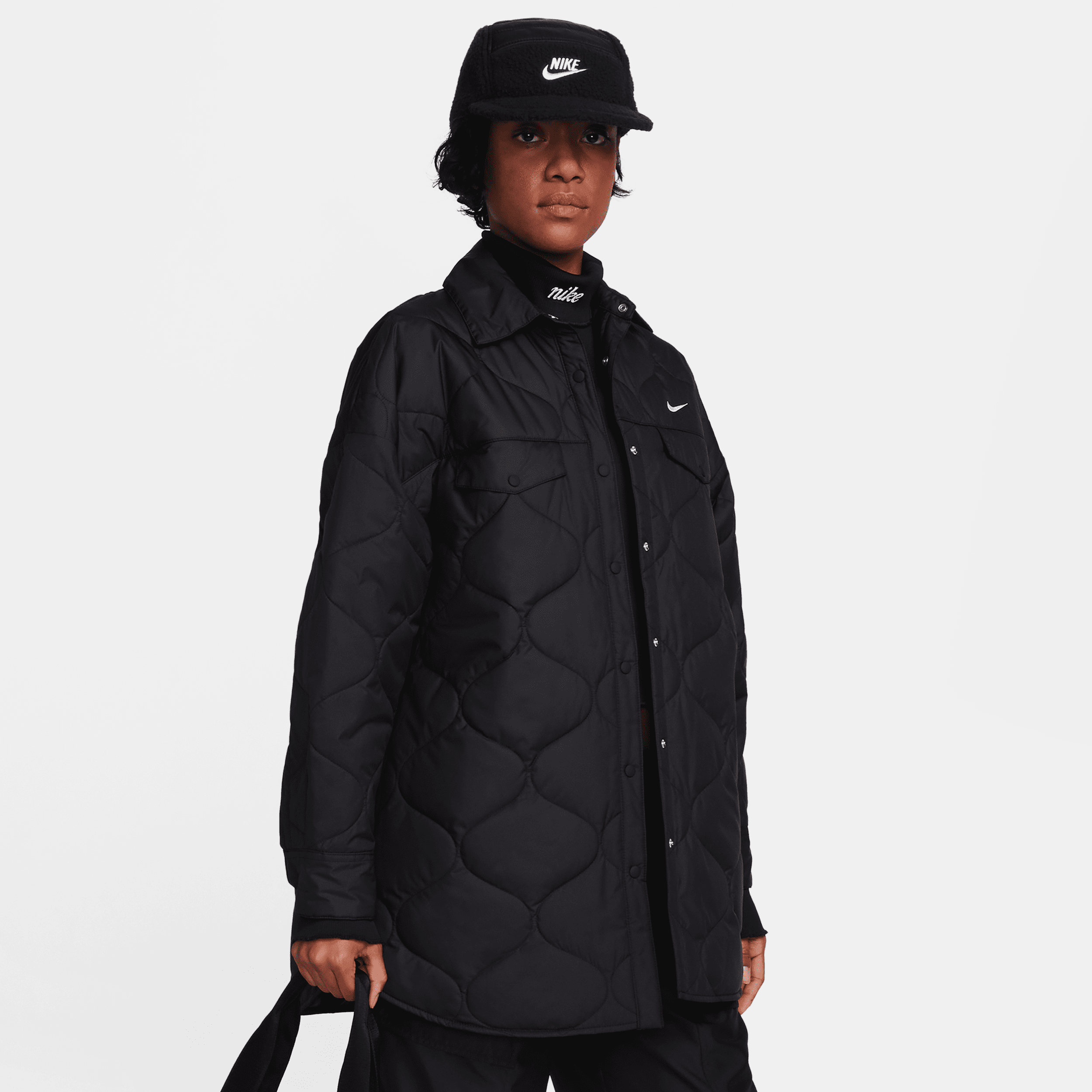 Nike Sportswear Essential doorgestikte trenchcoat voor dames - Zwart