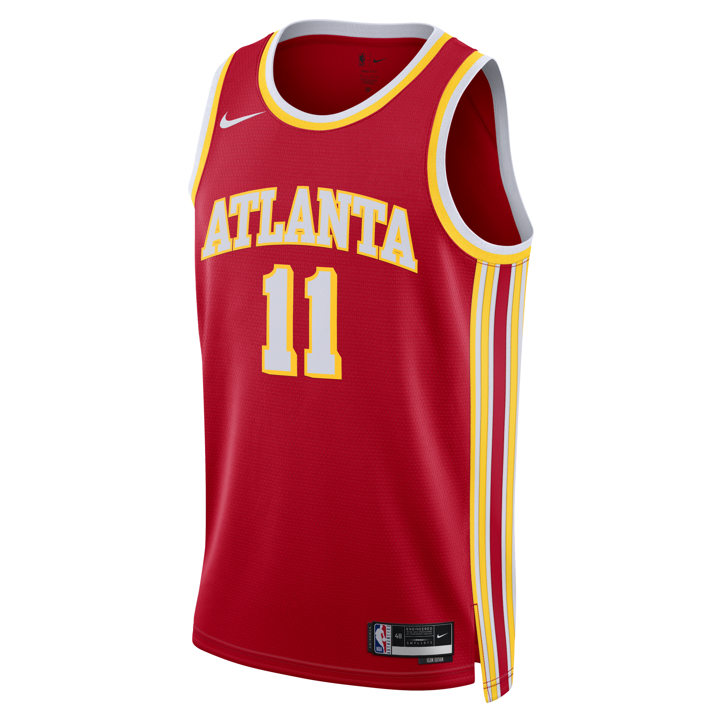 Atlanta Hawks Icon Edition 2022/23 Nike Dri-FIT NBA Swingman-spillertrøje til mænd - rød