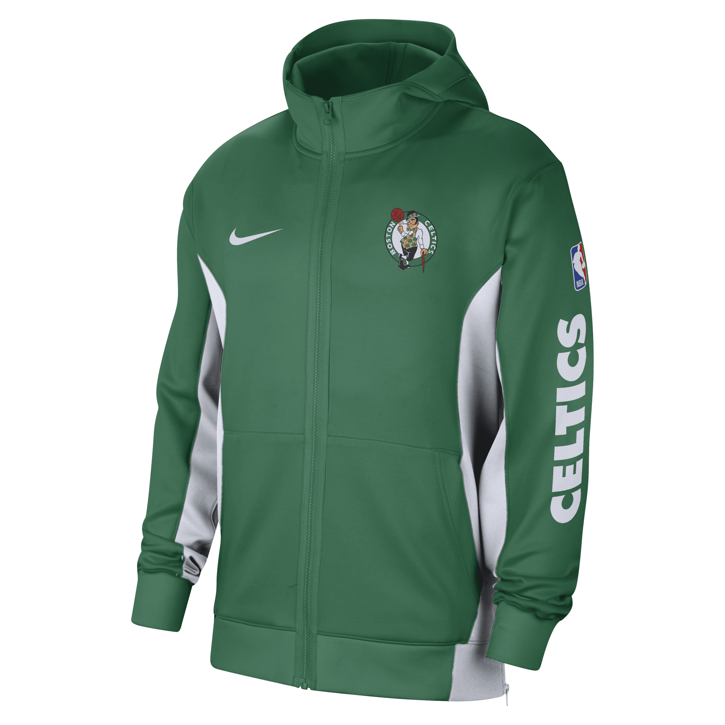 Boston Celtics Showtime Nike Dri-FIT NBA-hættetrøje med fuld lynlås til mænd - grøn