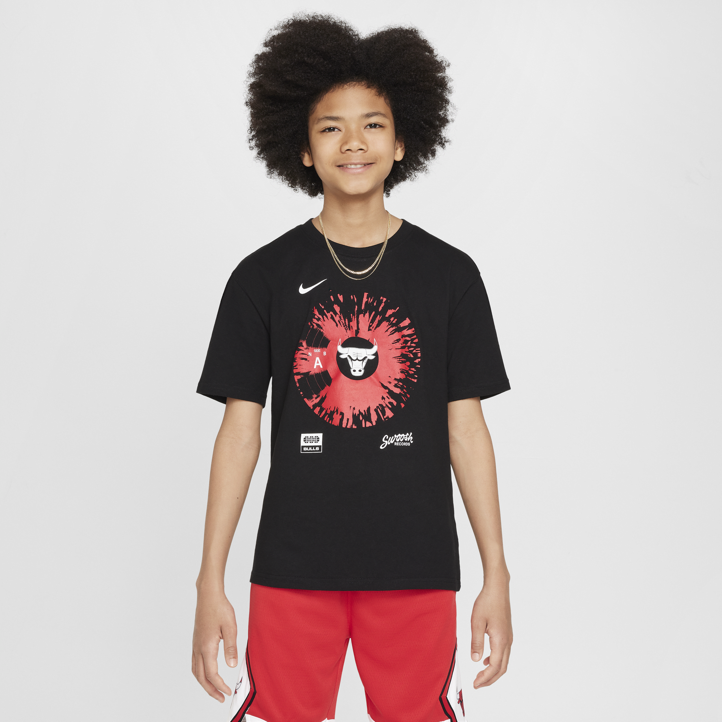 Chicago Bulls Courtside Nike Max90 NBA-shirt voor jongens - Zwart