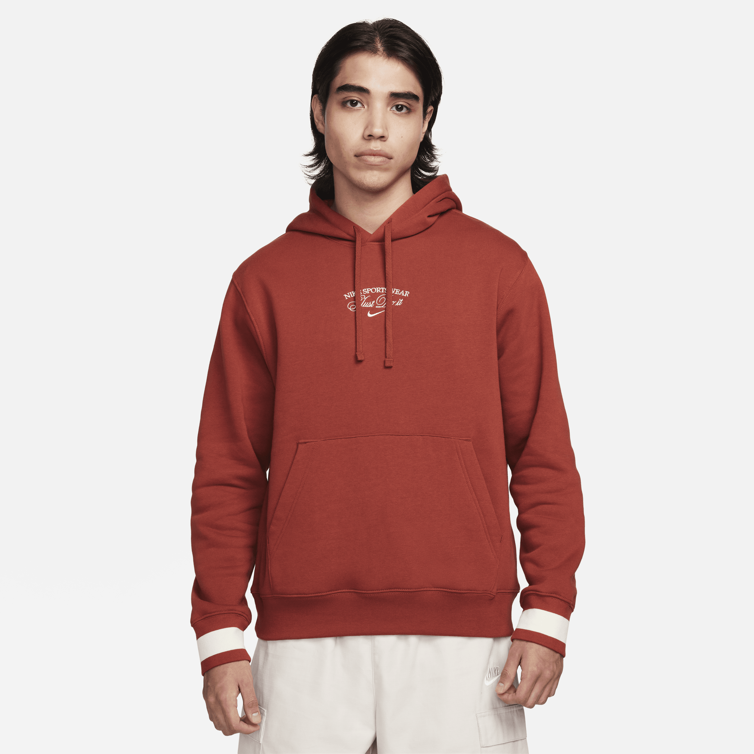 Nike Sportswear-pulloverhættetrøje i fleece til mænd - Orange