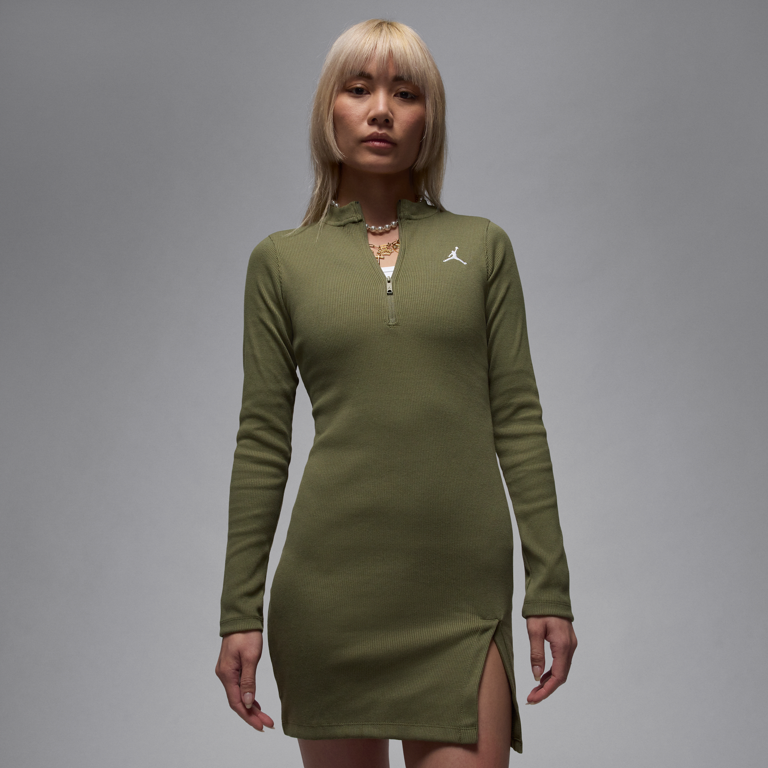 【ナイキ(NIKE)公式ストア】ジョーダン ウィメンズ 1/2ジップ ロングスリーブ ニット ドレス HF9478-222 グリーン 【ナイキ(NIKE)公式ストア】ジョーダン ウィメンズ 1/2ジップ ロングスリーブ ニット ドレス HF9478-222 グリーン