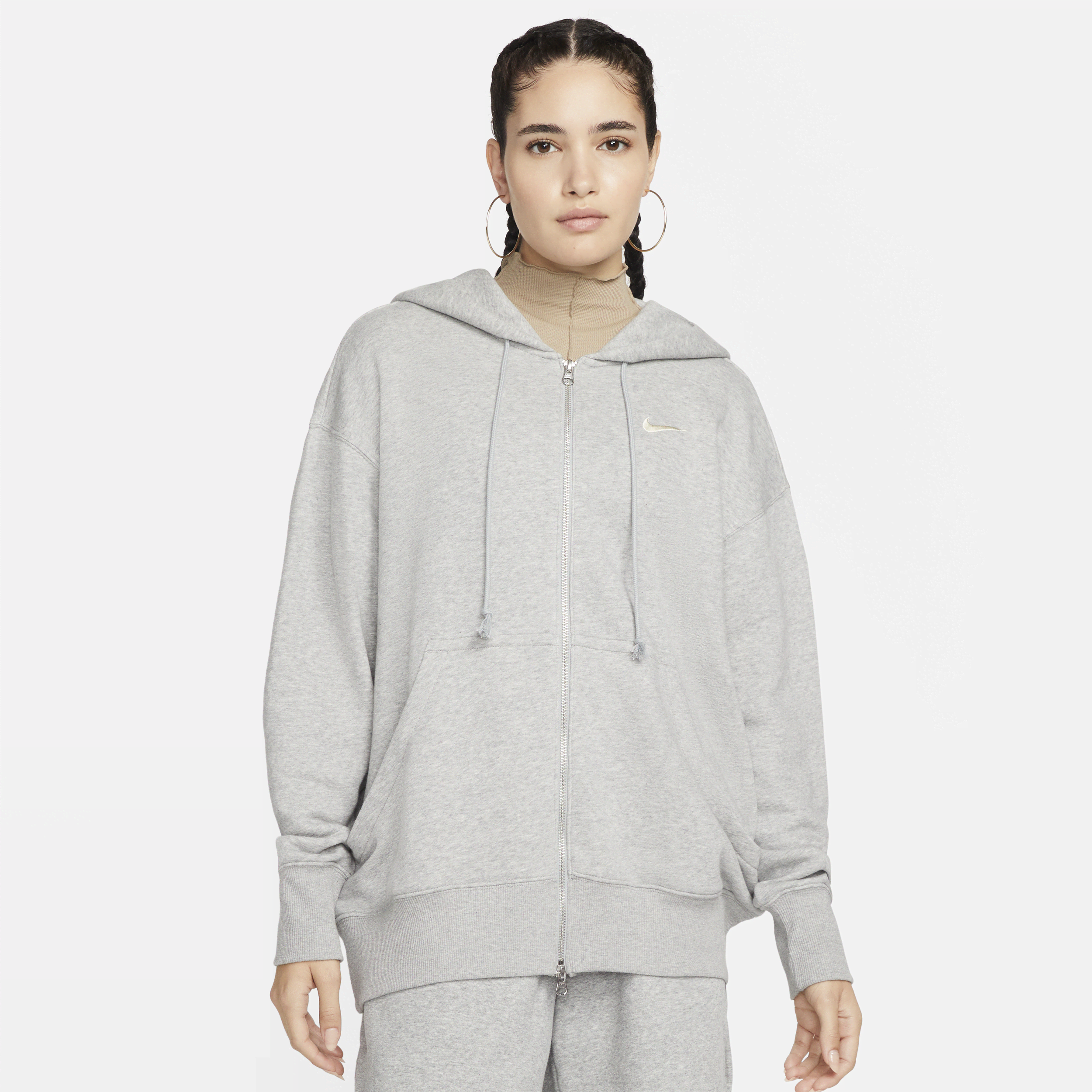Nike Sportswear Phoenix Fleece Oversized fleecehoodie met rits over de hele lengte voor dames - Grijs
