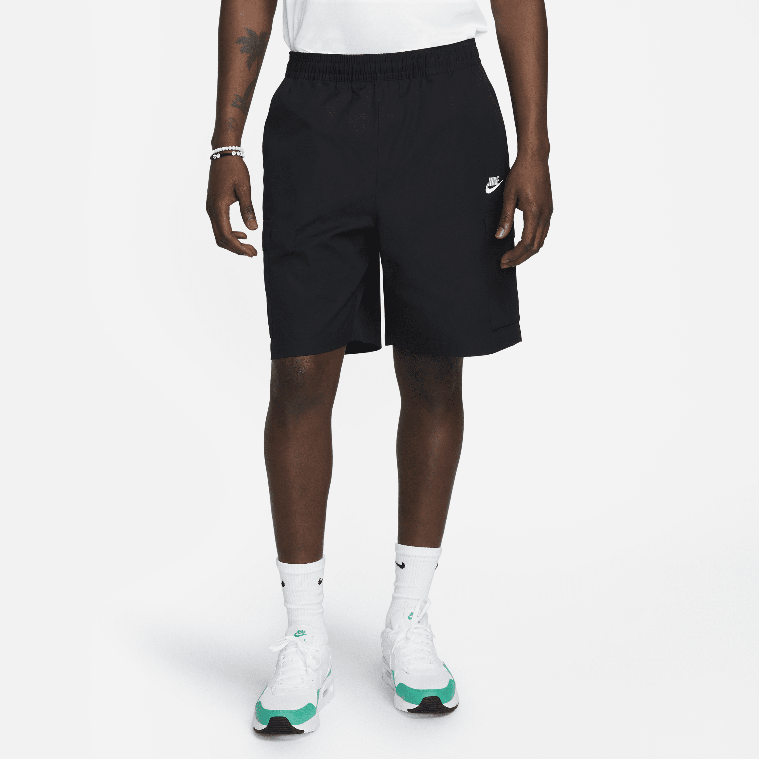 Nike Club geweven cargoshorts voor heren - Zwart