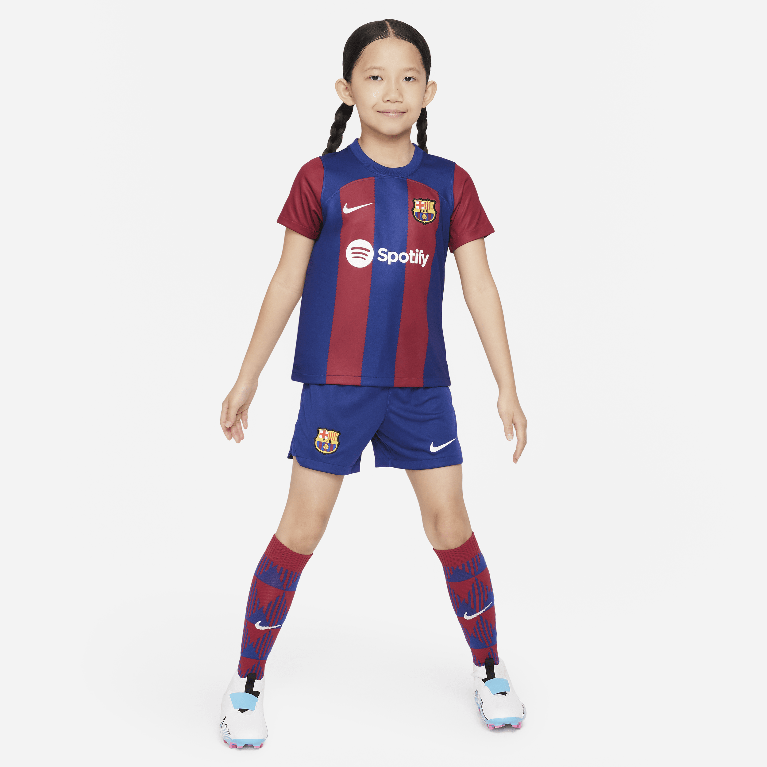 Divisa in 3 pezzi Nike Dri-FIT FC Barcelona 2023/24 per bambino/a – Home - Blu