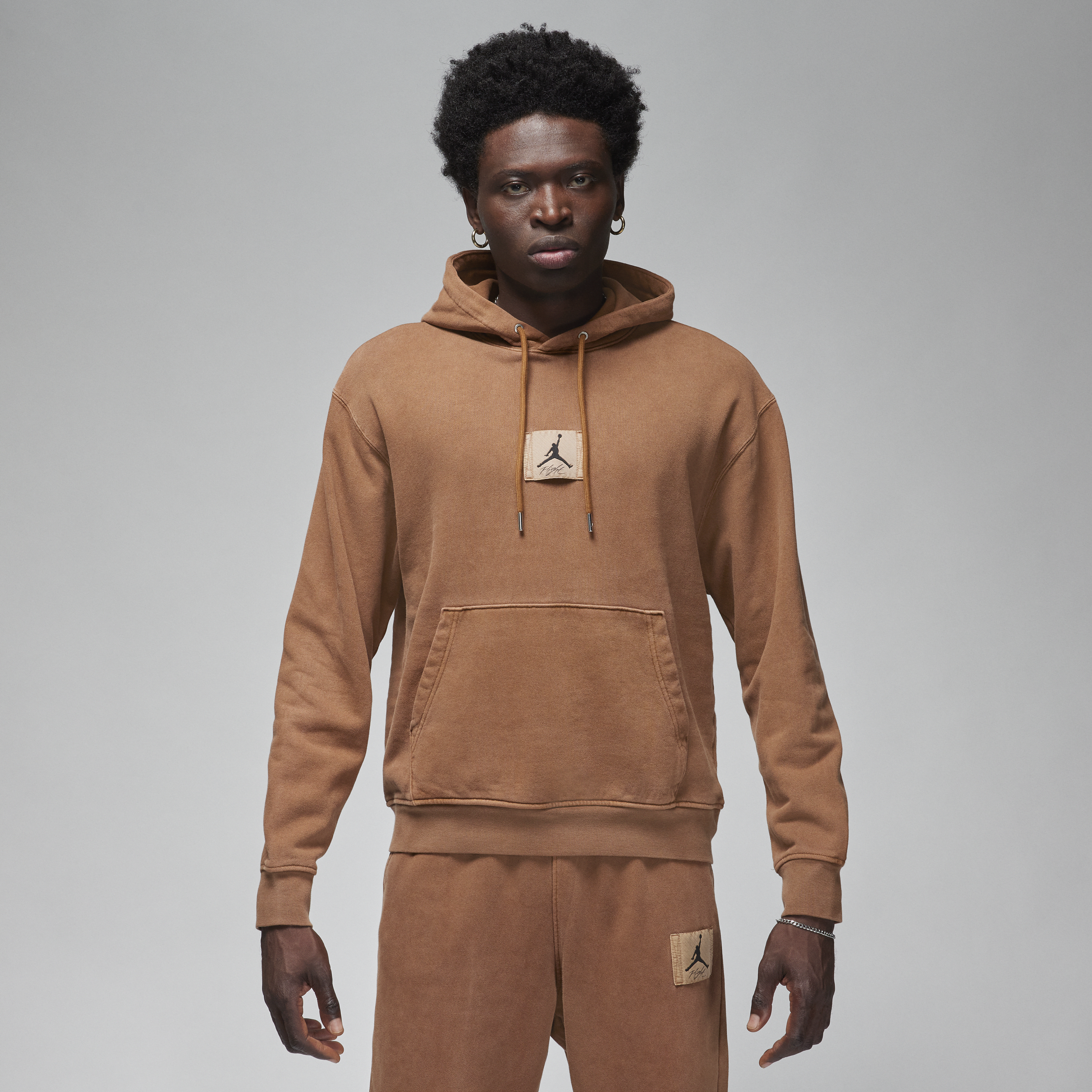 Nike Forvasket Jordan Flight Fleece-pullover-hættetrøje til mænd - brun