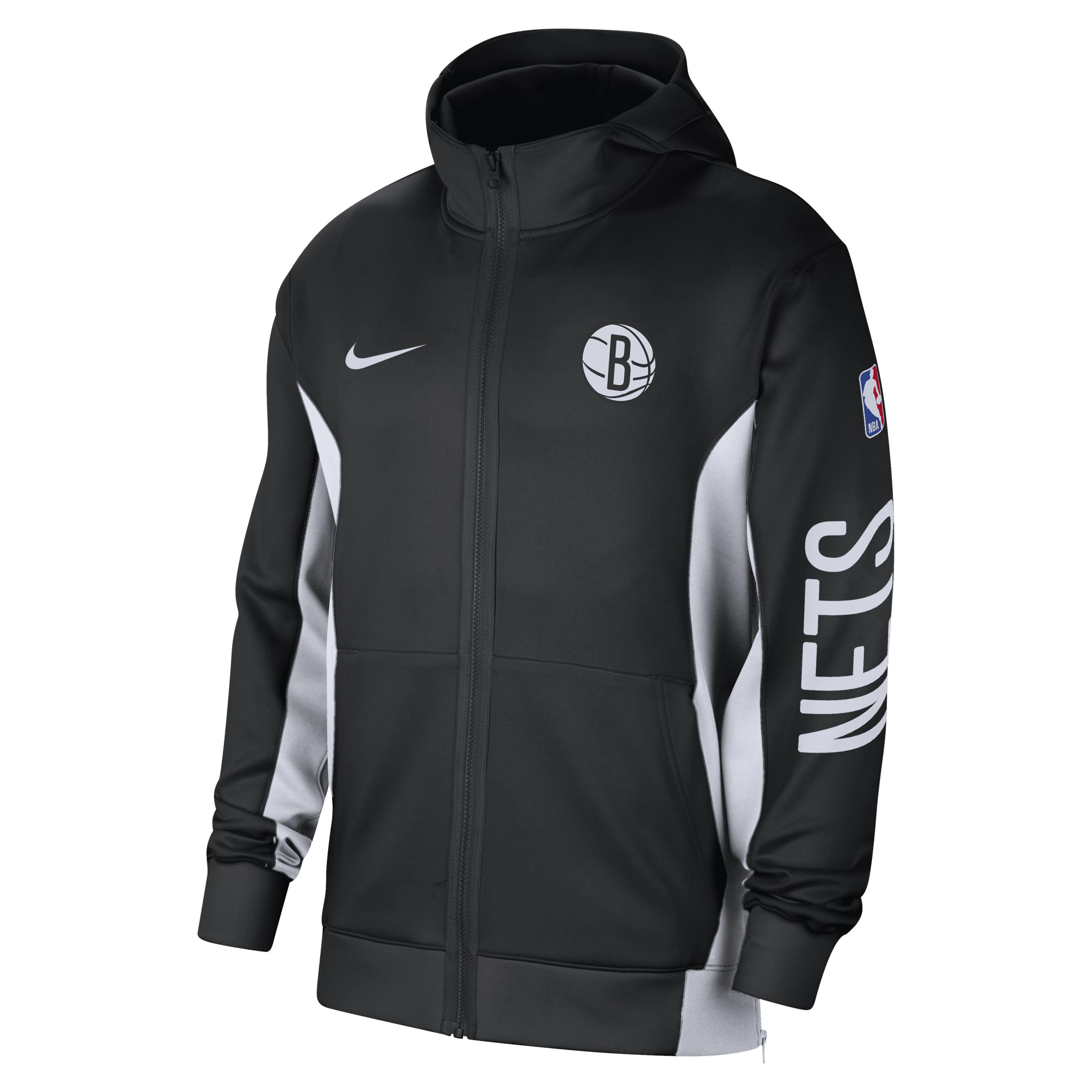 Brooklyn Nets Showtime Nike NBA-hoodie met rits en Dri-FIT voor heren - Zwart