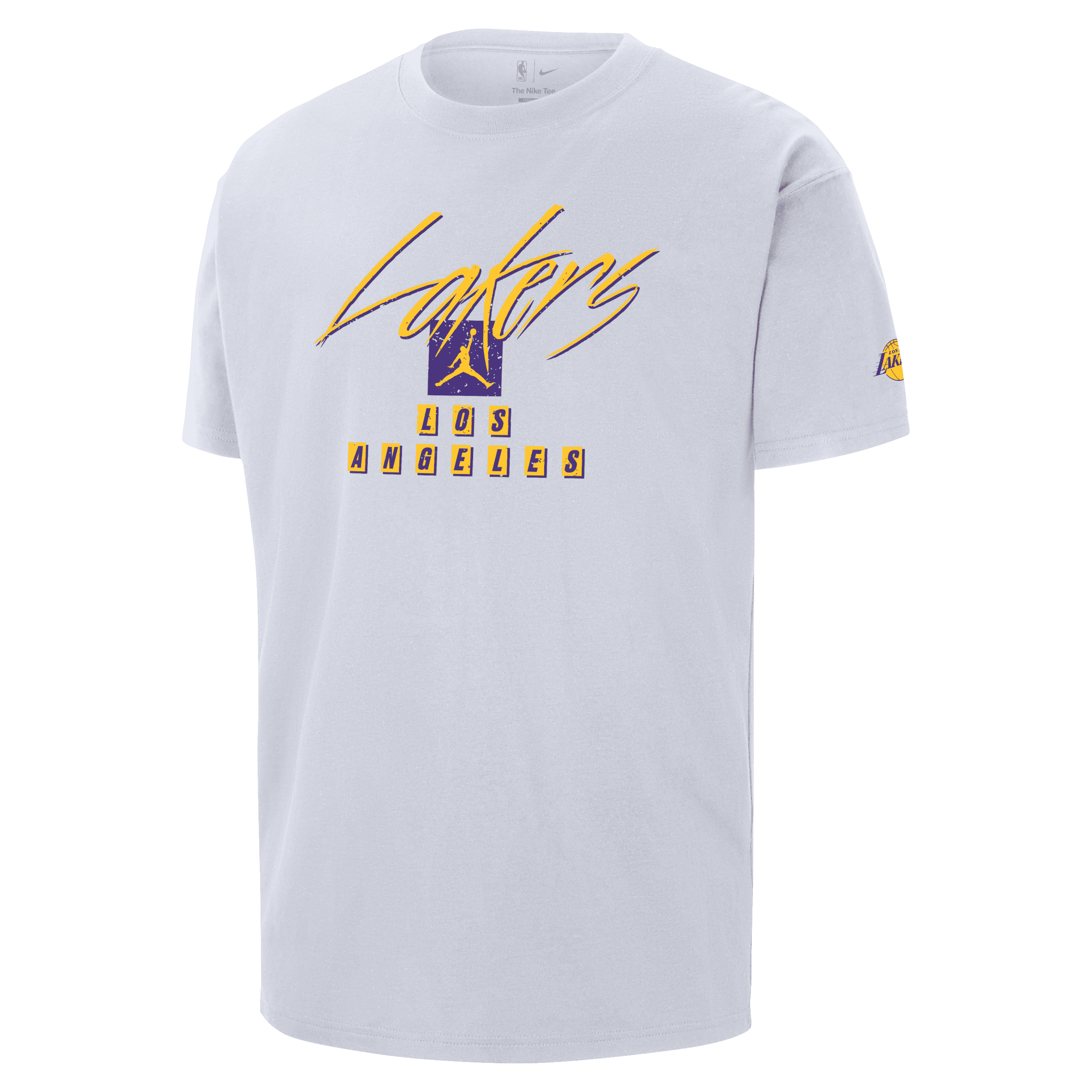 Nike Los Angeles Lakers Courtside Statement Edition Jordan NBA Max90-T-shirt til mænd - hvid