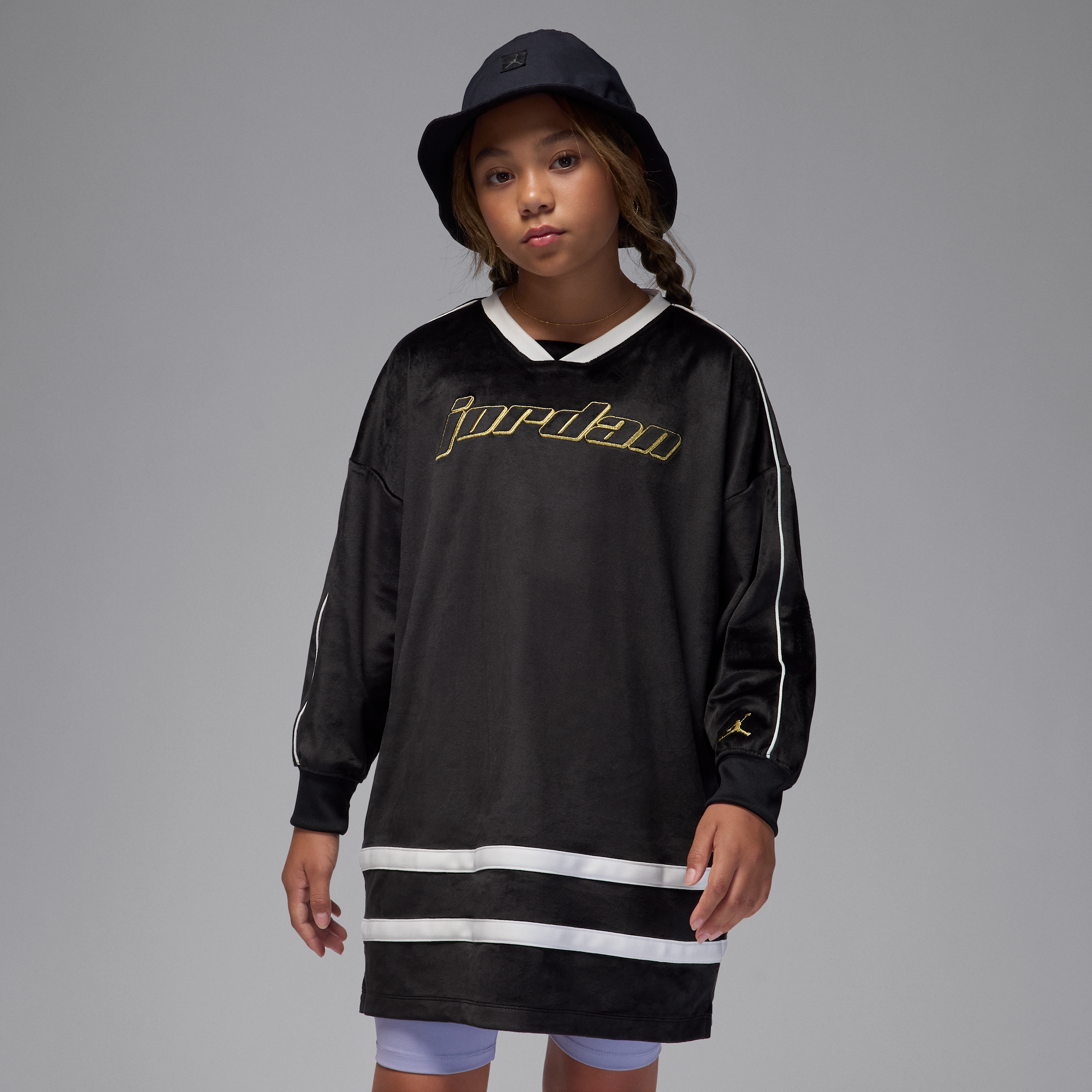 Jordan Mountainside Vestido aterciopelado - Niña - Negro