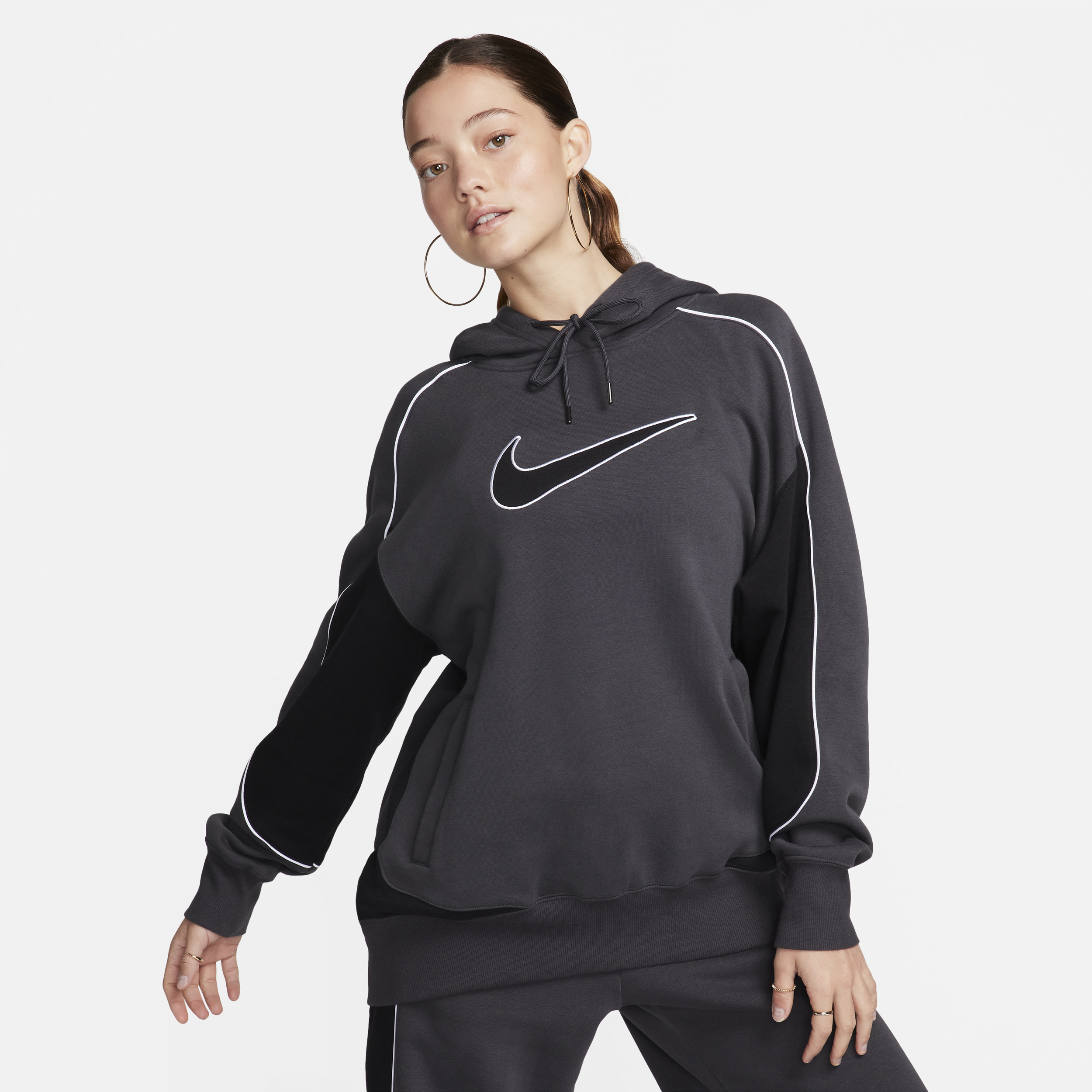 Nike Sportswear Oversized fleecehoodie voor dames - Grijs