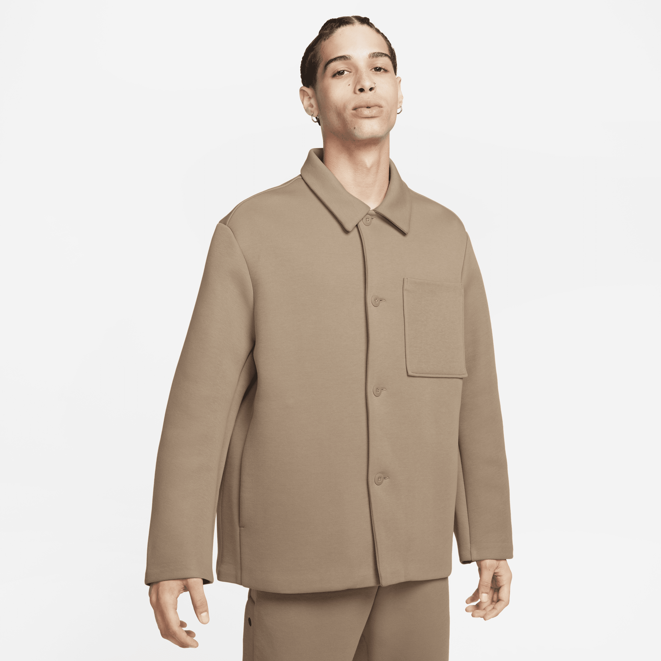 Overdimensioneret Nike Sportswear Tech Fleece Reimagined Shacket til mænd - brun