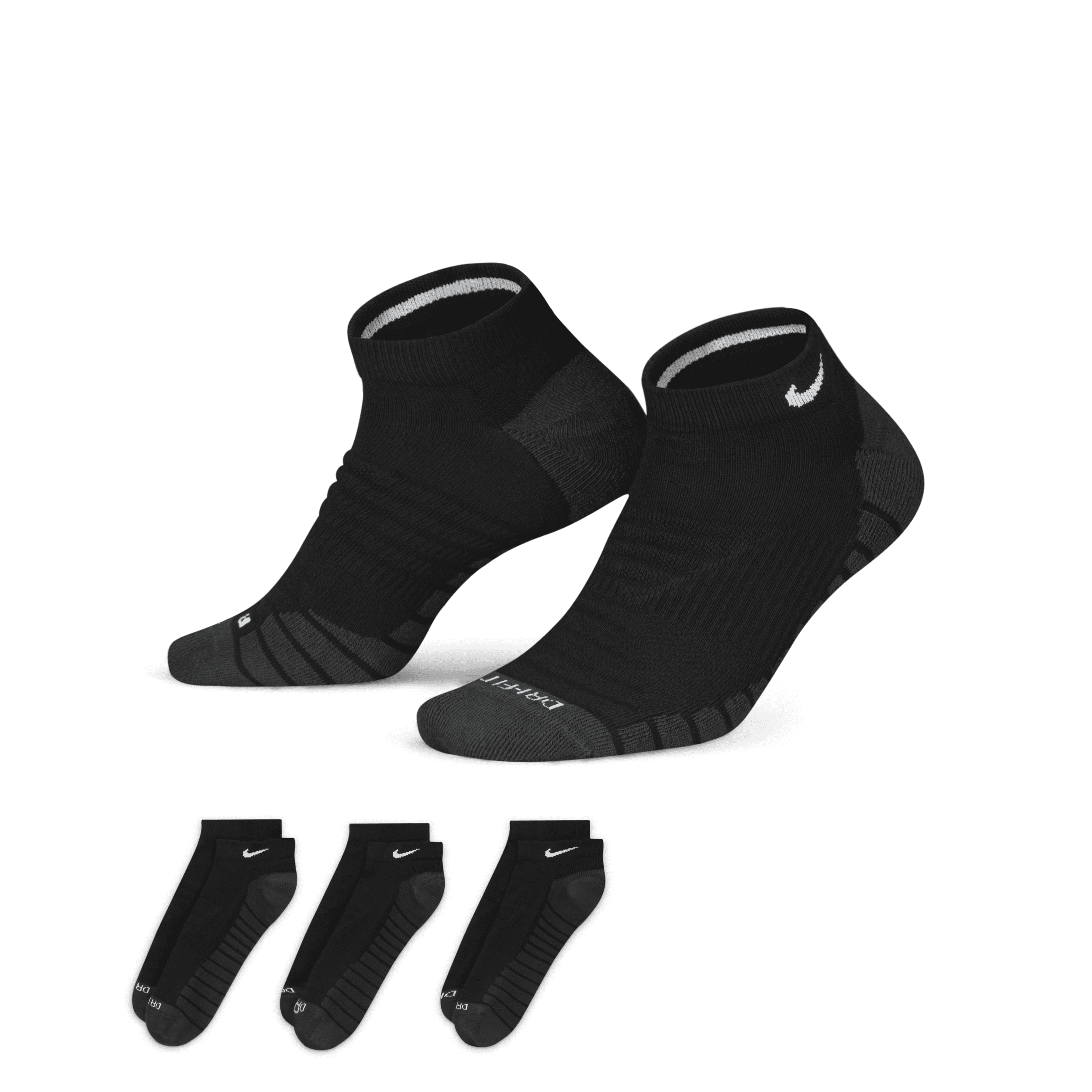 Nike Everyday Max Cushioned Calcetines cortos de entrenamiento (3 pares) - Negro