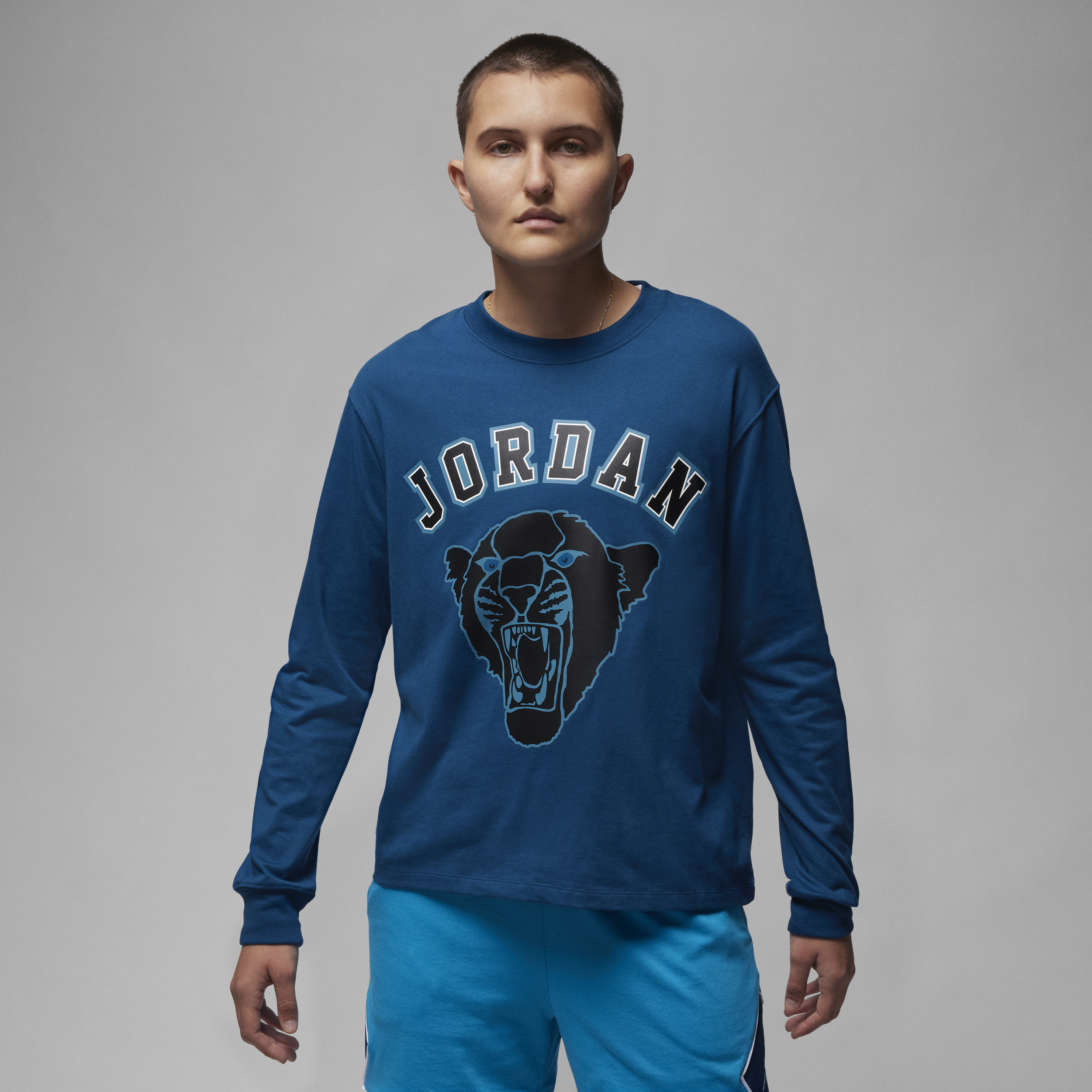 Jordan T-shirt met lange mouwen en graphic voor dames - Blauw