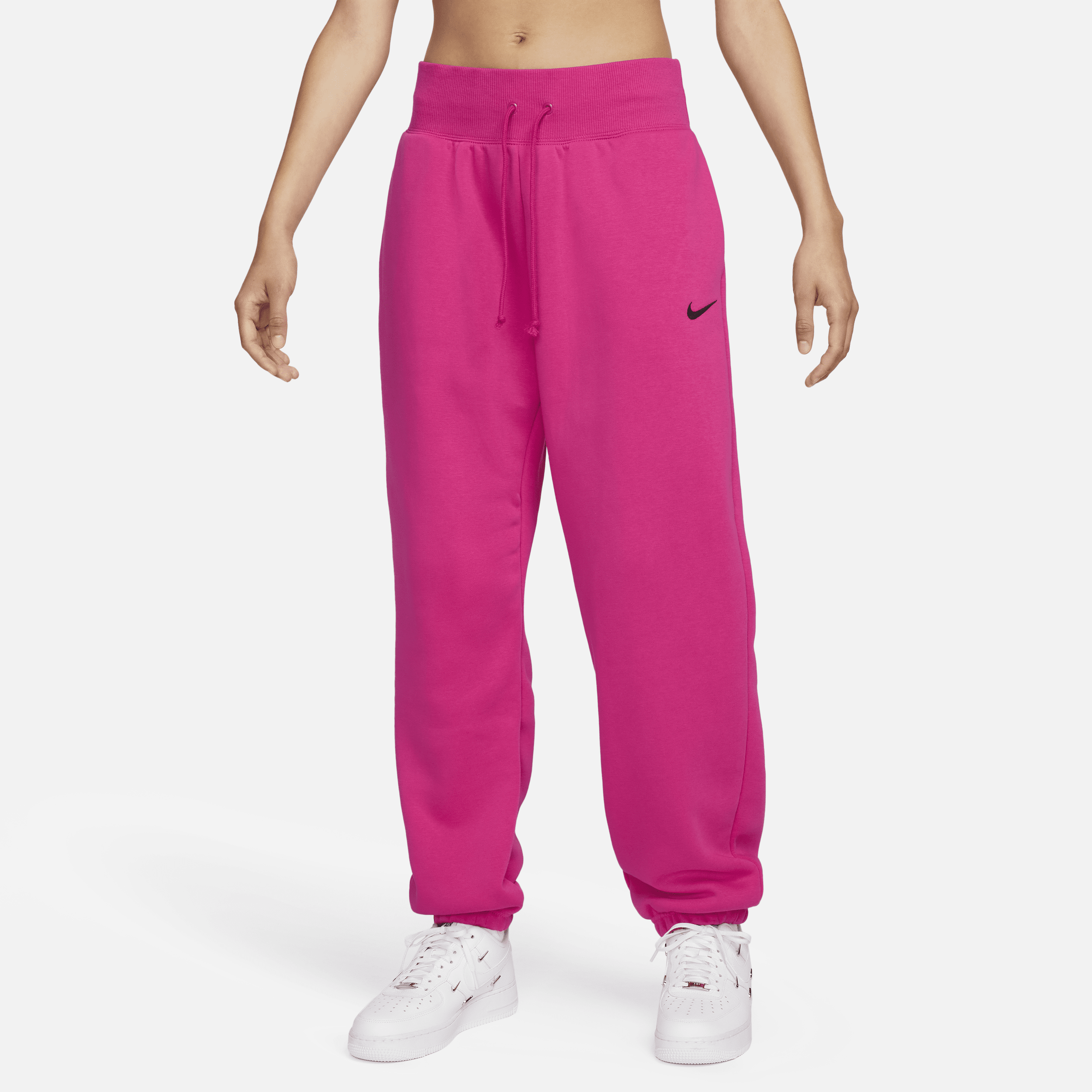 Overdimensionerede Nike Sportswear Phoenix Fleece-sweatpants med høj talje til kvinder - Pink