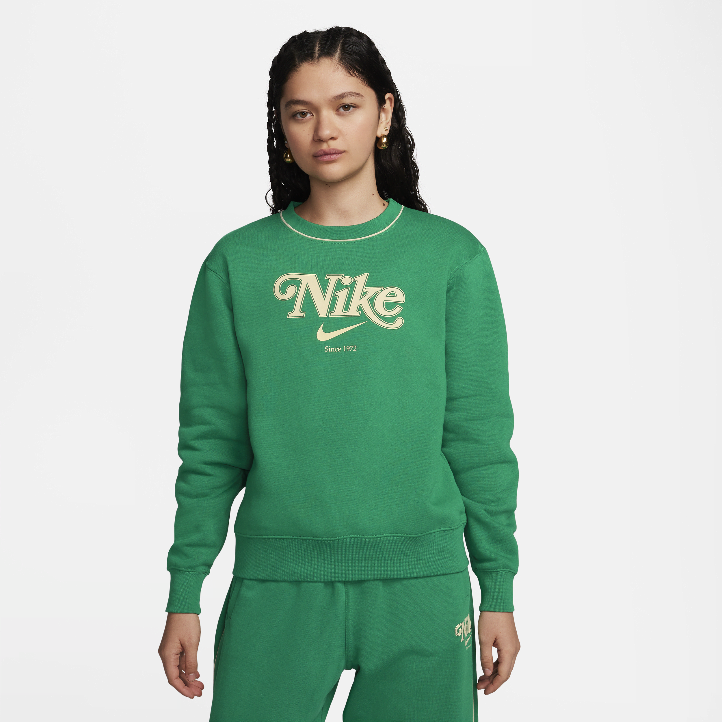 Nike Sportswear sweatshirt van fleece met ronde hals voor dames - Groen